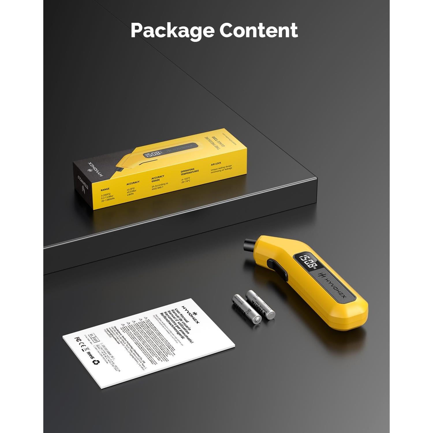 Medidor de Presión de Neumáticos Digital HYVOHEX T200 Verde