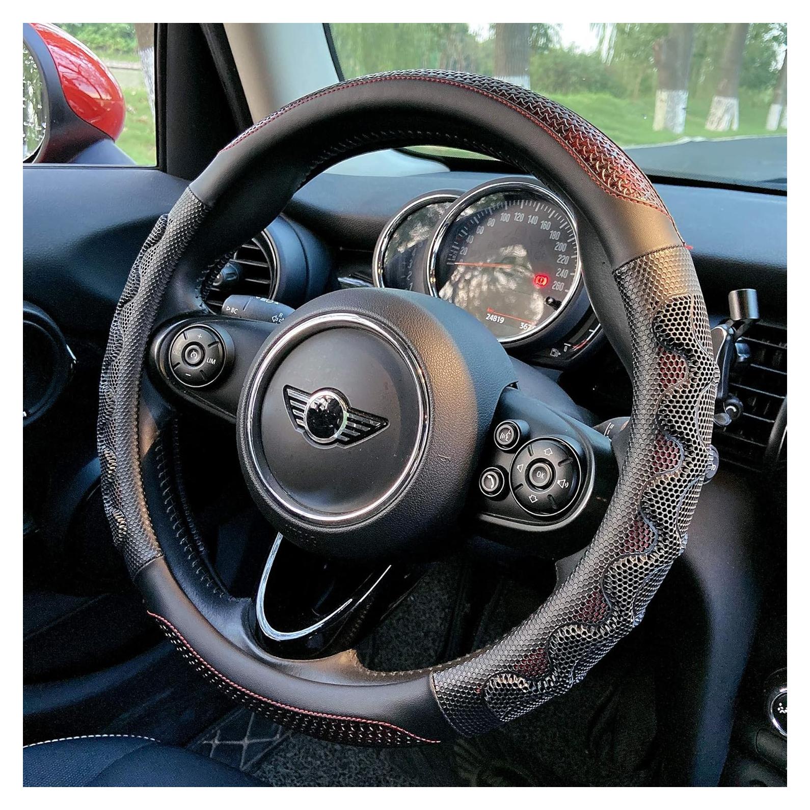 Funda de Volante PINCTROT Antideslizante 14.5-15 Pulgadas Rojo Vino