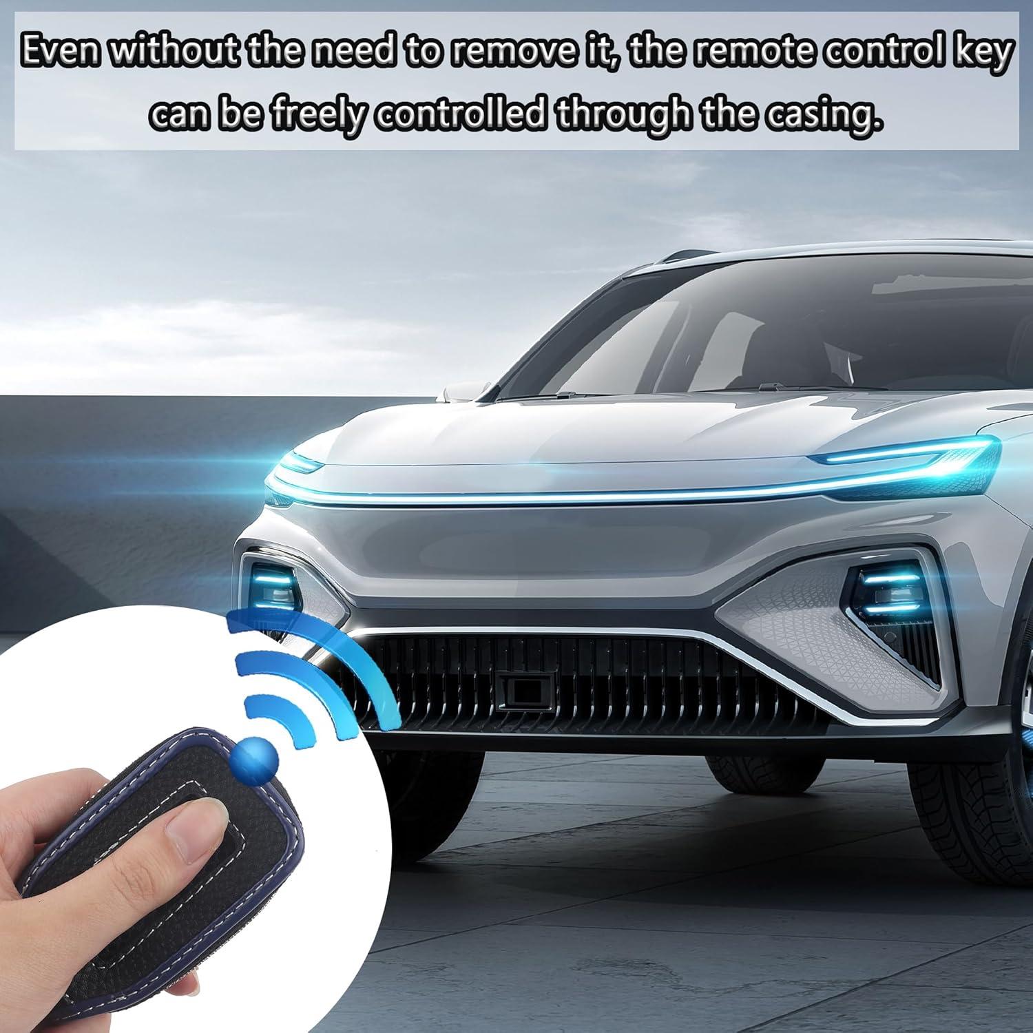 Funda de Llave de Coche Carleef Cuero Negro/Azul 13.34 cm