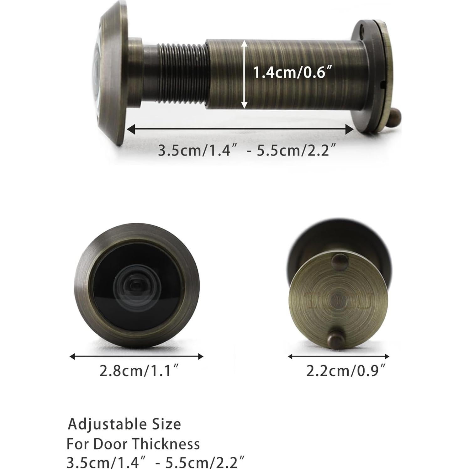 Mirador de Puerta TOGU de Latón Sólido 220 Grados Bronce Antiguo