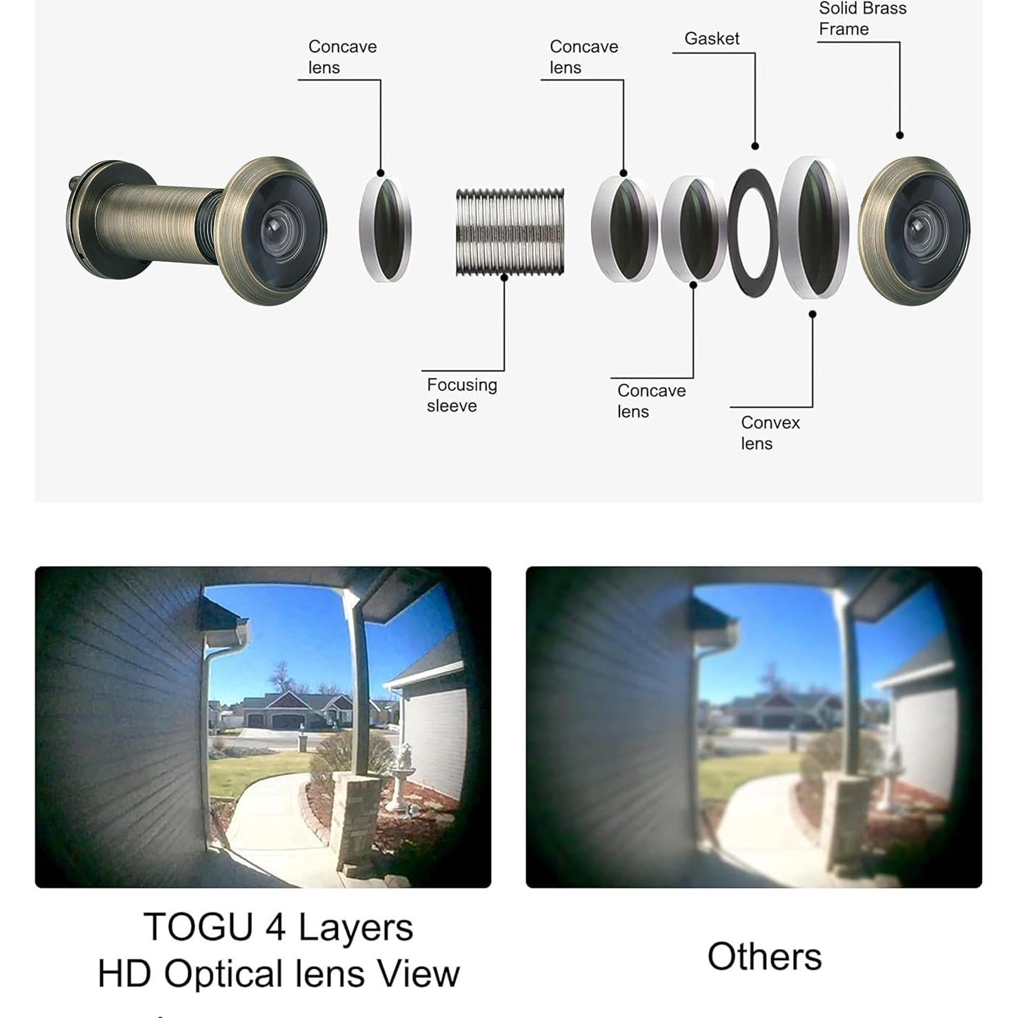Mirador de Puerta TOGU de Latón Sólido 220 Grados Bronce Antiguo