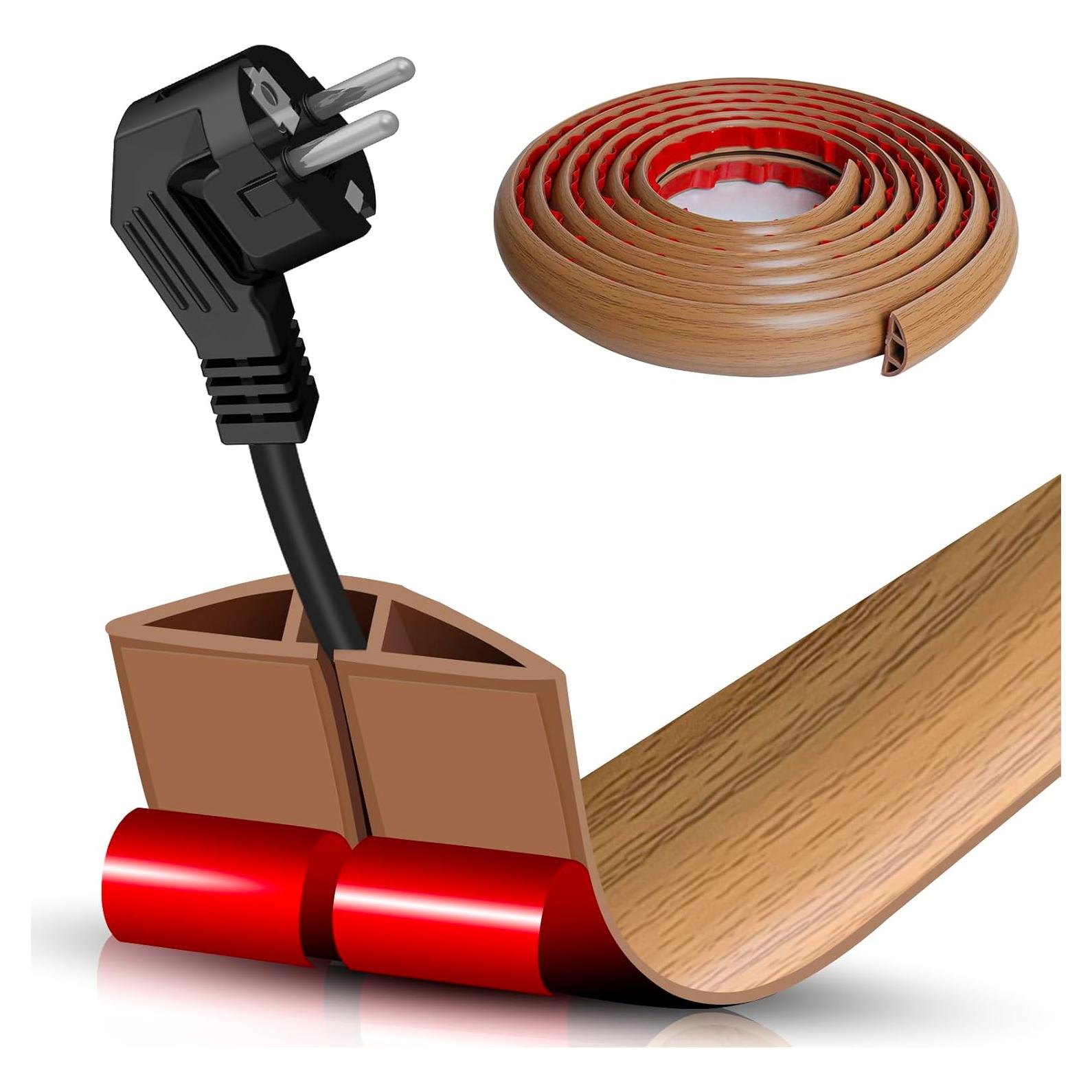 Cubierta de cable de piso autoadhesiva DBHXXMB 3,05 m madera marrón