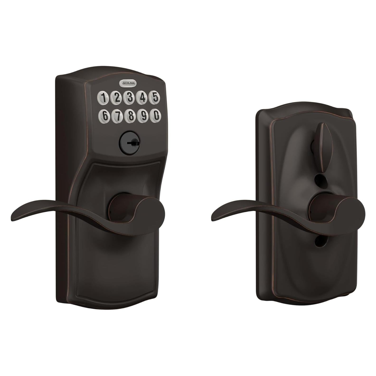 Cerradura Electrónica Schlage FE595 Camelot Bronce Envejecido