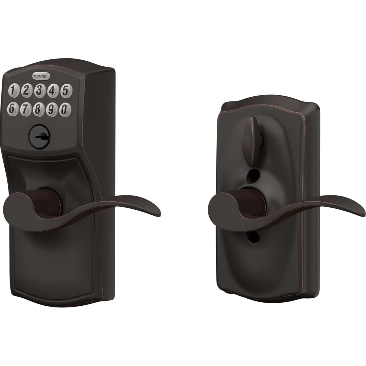 Cerradura Electrónica Schlage FE595 Camelot Bronce Envejecido