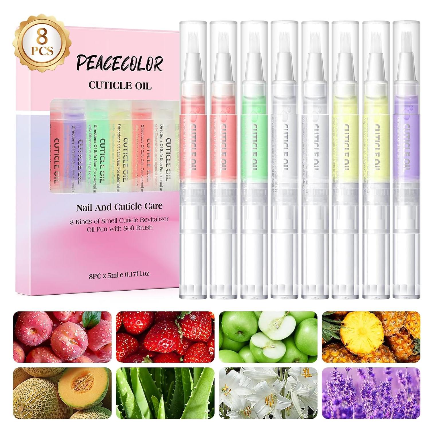 Kit de 8 Bolígrafos de Aceite para Cutículas Peacecolor