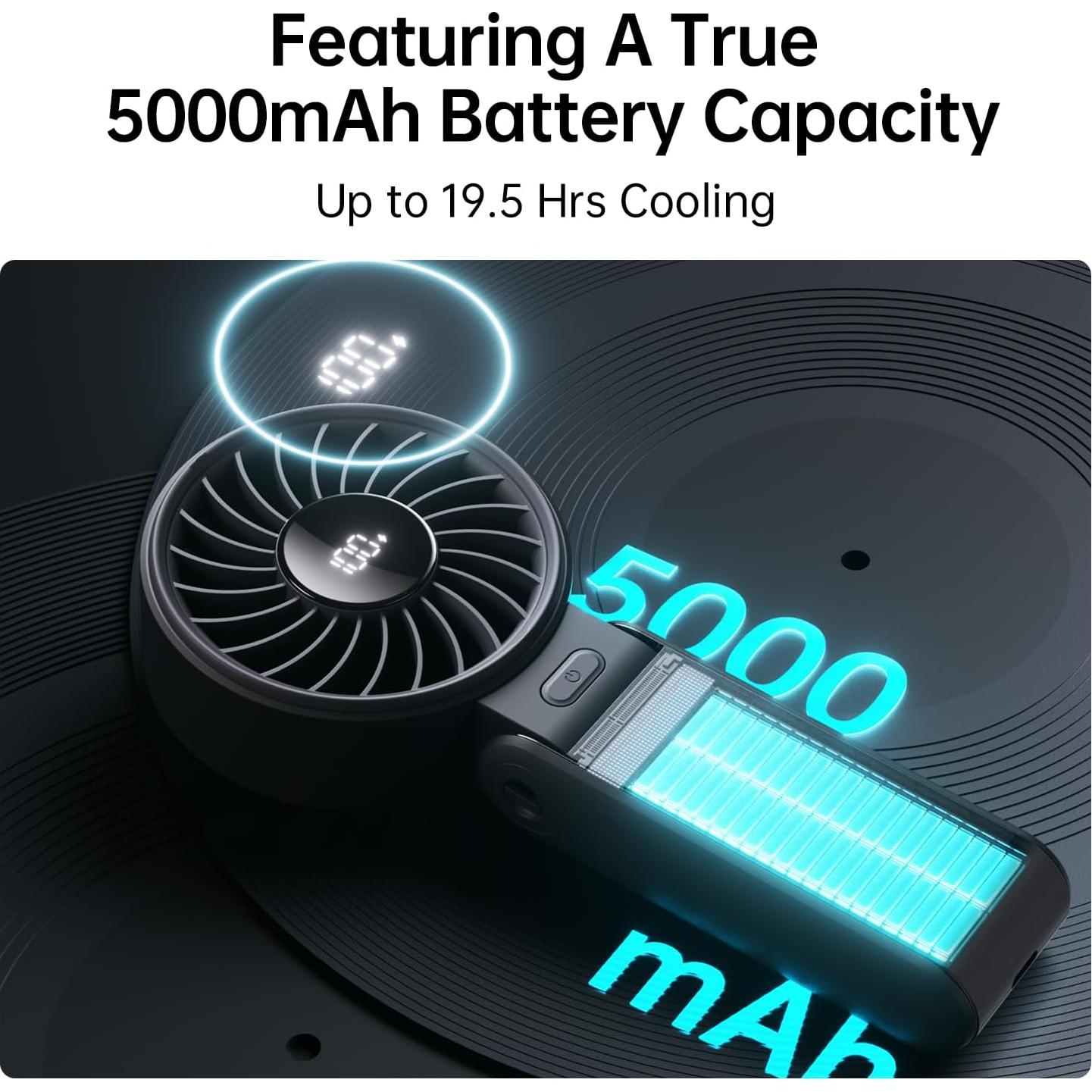 Ventilador de Mano JISULIFE Life7 5000mAh 5 Velocidades