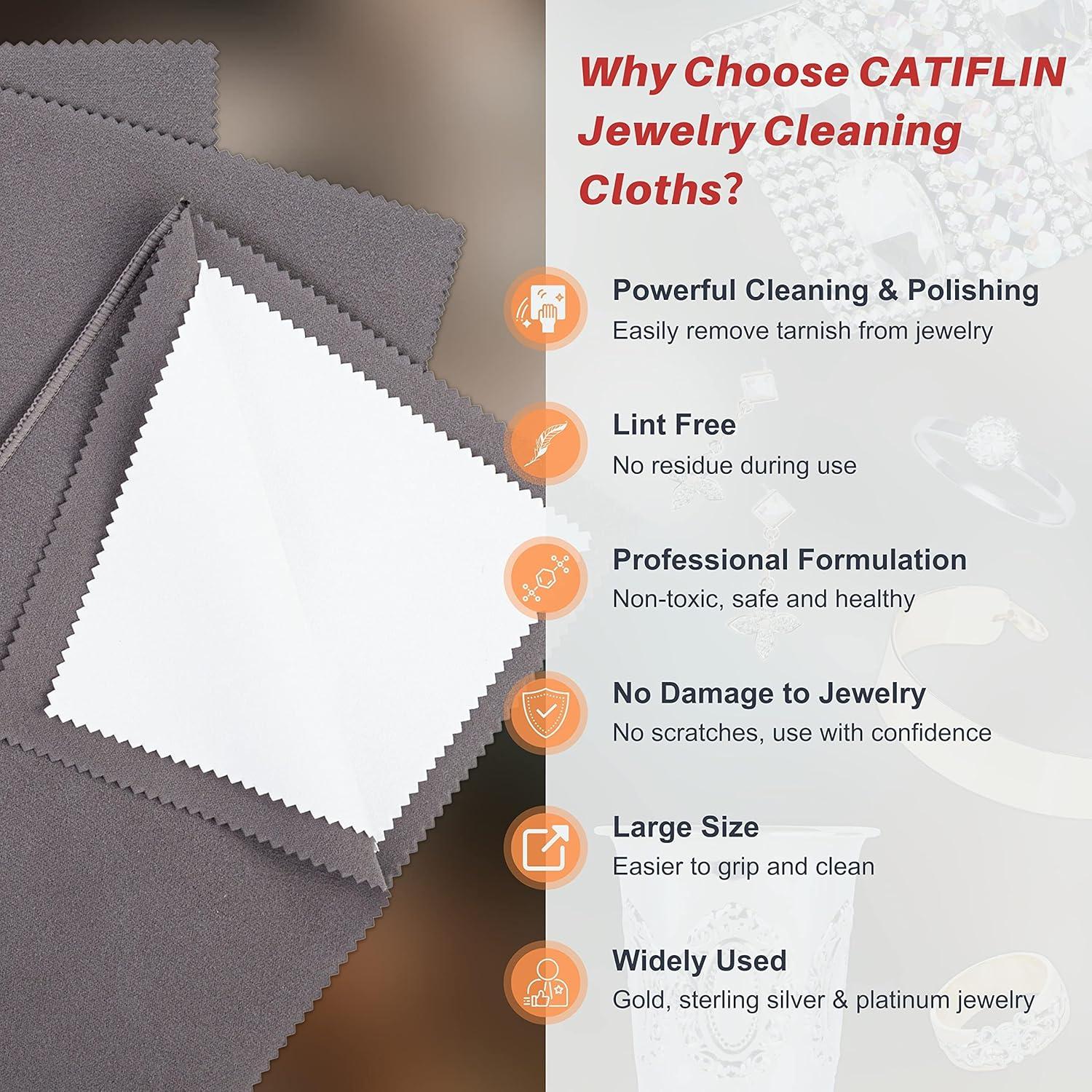 Paños de Limpieza de Joyería CATIFLIN 3 Unidades Algodón 25x31cm