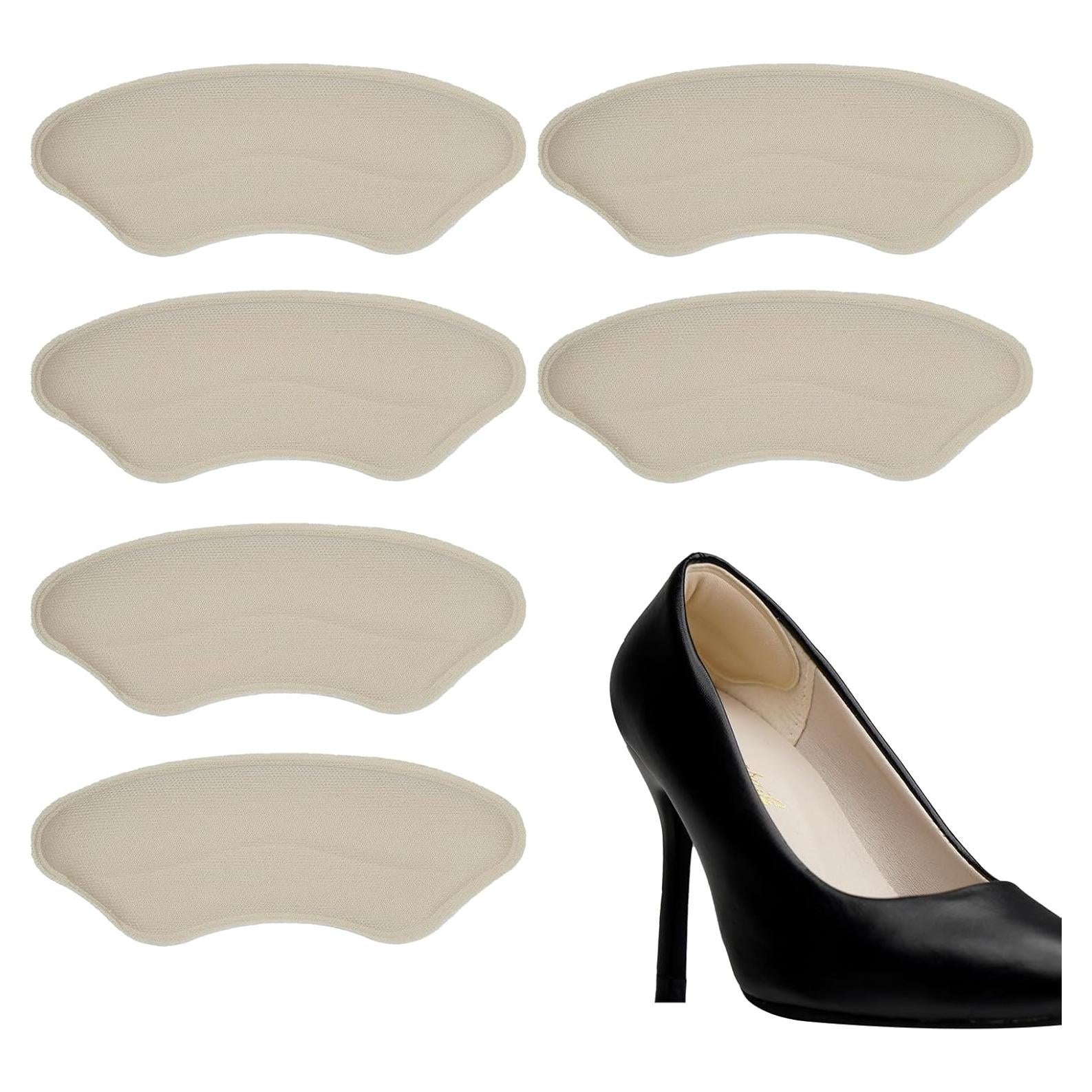 Heel Pads for Shoes, 3 Pairs Anti-Slip Heel Grips for Loose Shoes, Soft Cushions Inserts for Blisters, Filler Improved Shoe Fit and Comfort, Heels Liners for Flats, Heels, Boots (Beige, 0.24in)