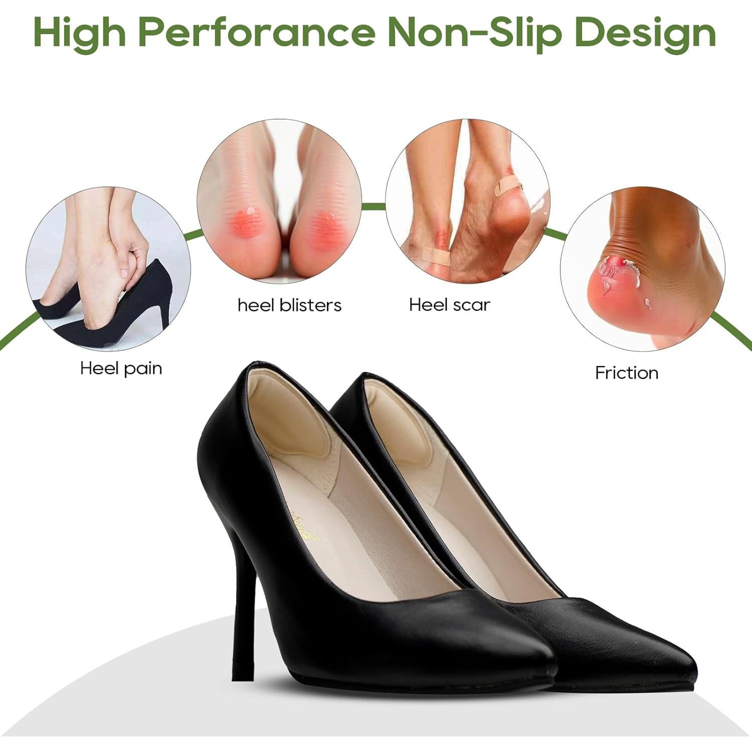 Heel Pads for Shoes, 3 Pairs Anti-Slip Heel Grips for Loose Shoes, Soft Cushions Inserts for Blisters, Filler Improved Shoe Fit and Comfort, Heels Liners for Flats, Heels, Boots (Beige, 0.24in)