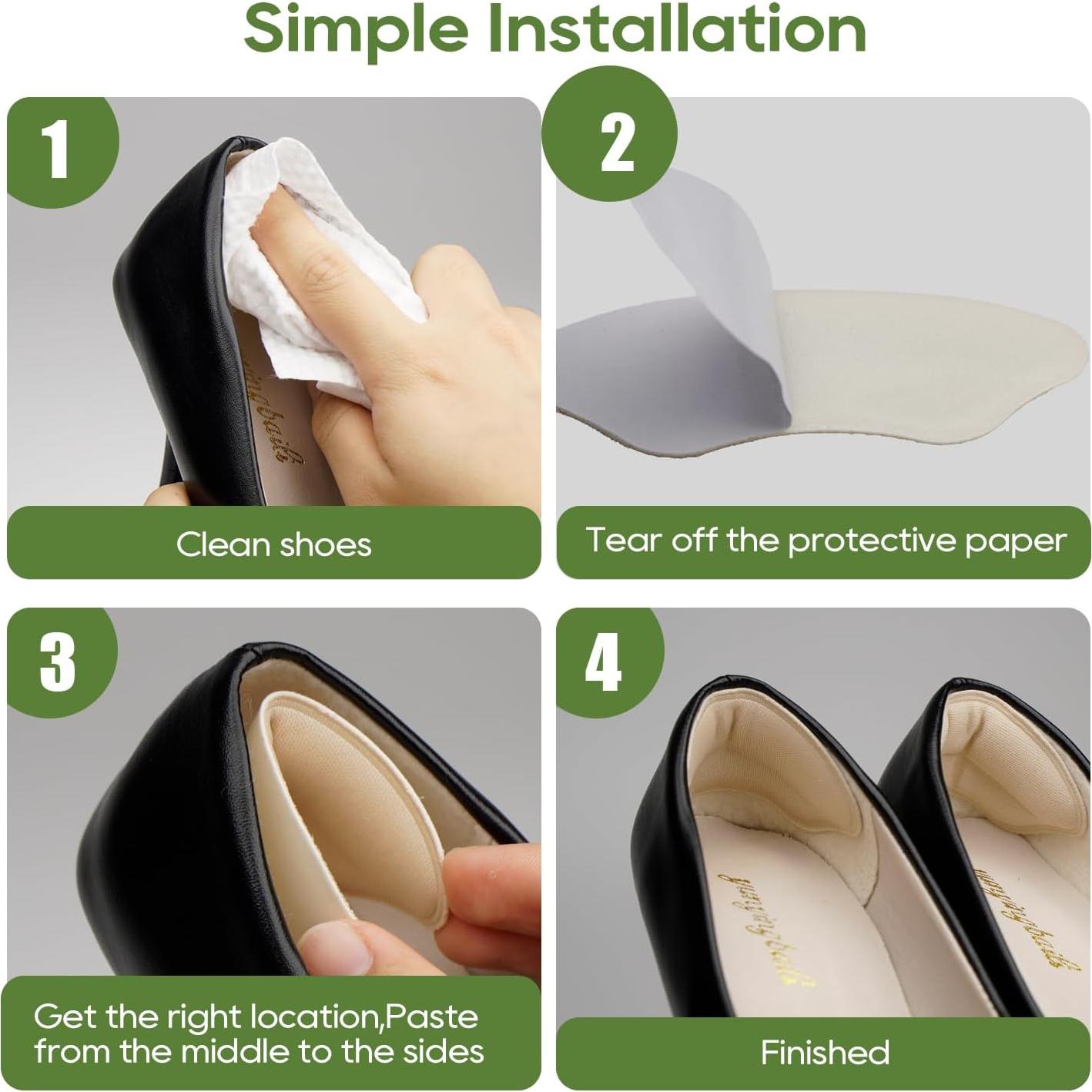 Heel Pads for Shoes, 3 Pairs Anti-Slip Heel Grips for Loose Shoes, Soft Cushions Inserts for Blisters, Filler Improved Shoe Fit and Comfort, Heels Liners for Flats, Heels, Boots (Beige, 0.24in)