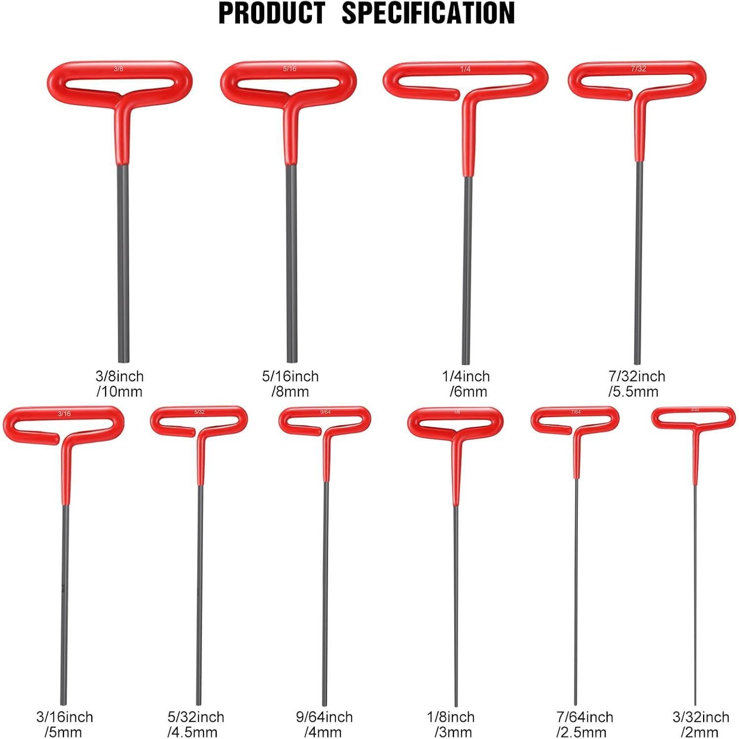 Conjunto de Llaves Hexagonales T-handle 10 Piezas Honoson 22.86 cm