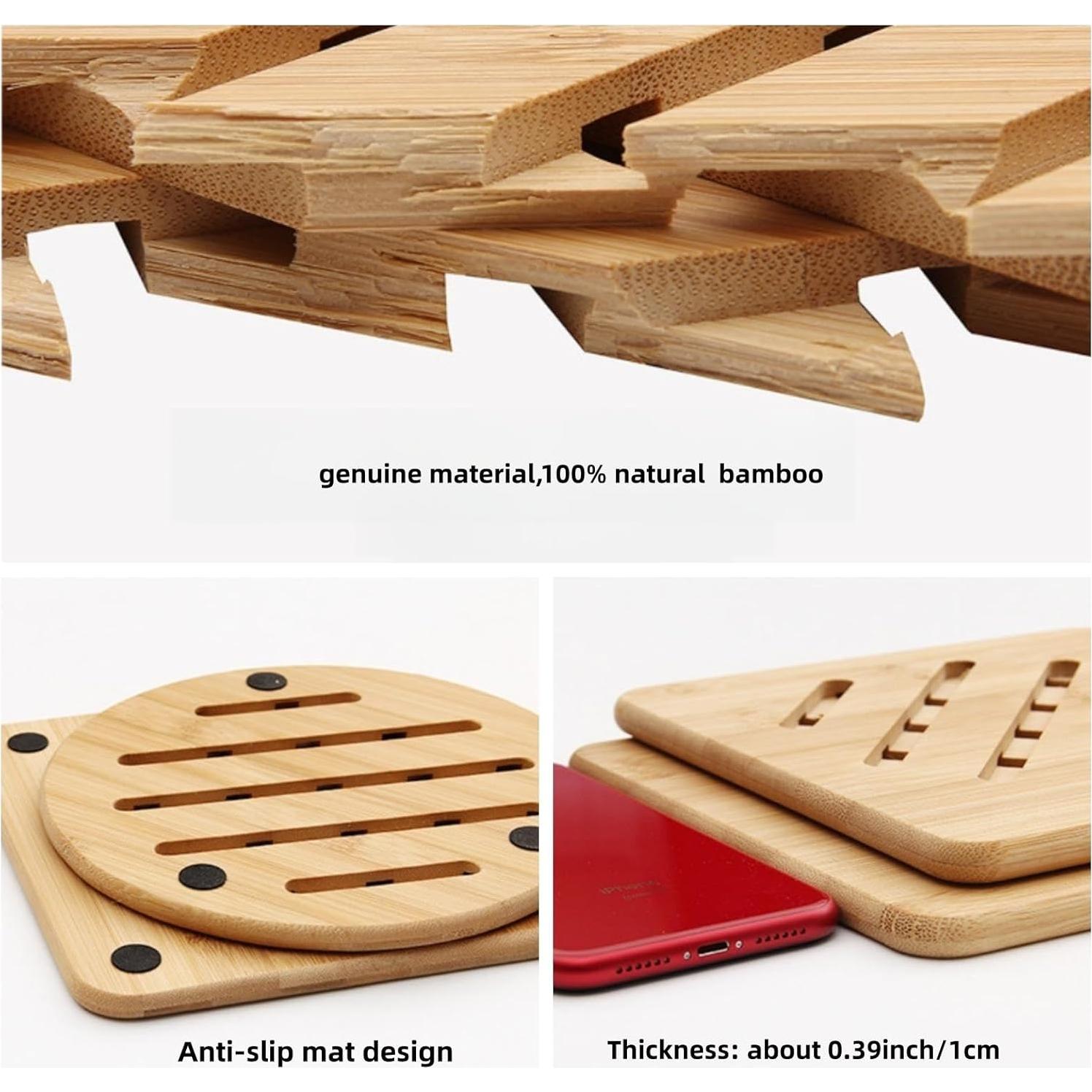 Juego de 4 Alfombrillas de Bambú Antideslizantes alfto