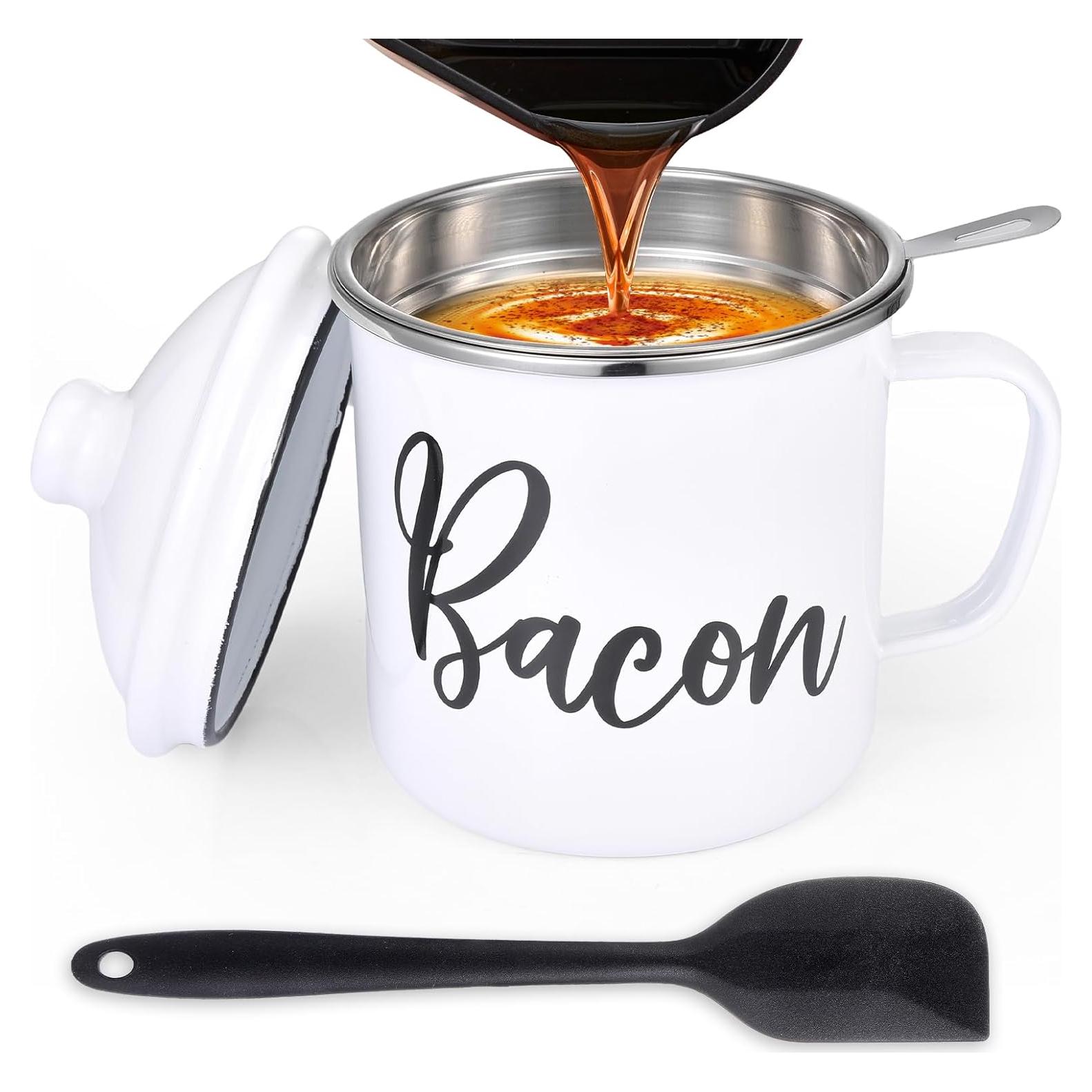 Contenedor de Grasa de Tocino Fondpen 1.36L con Colador y Espátula