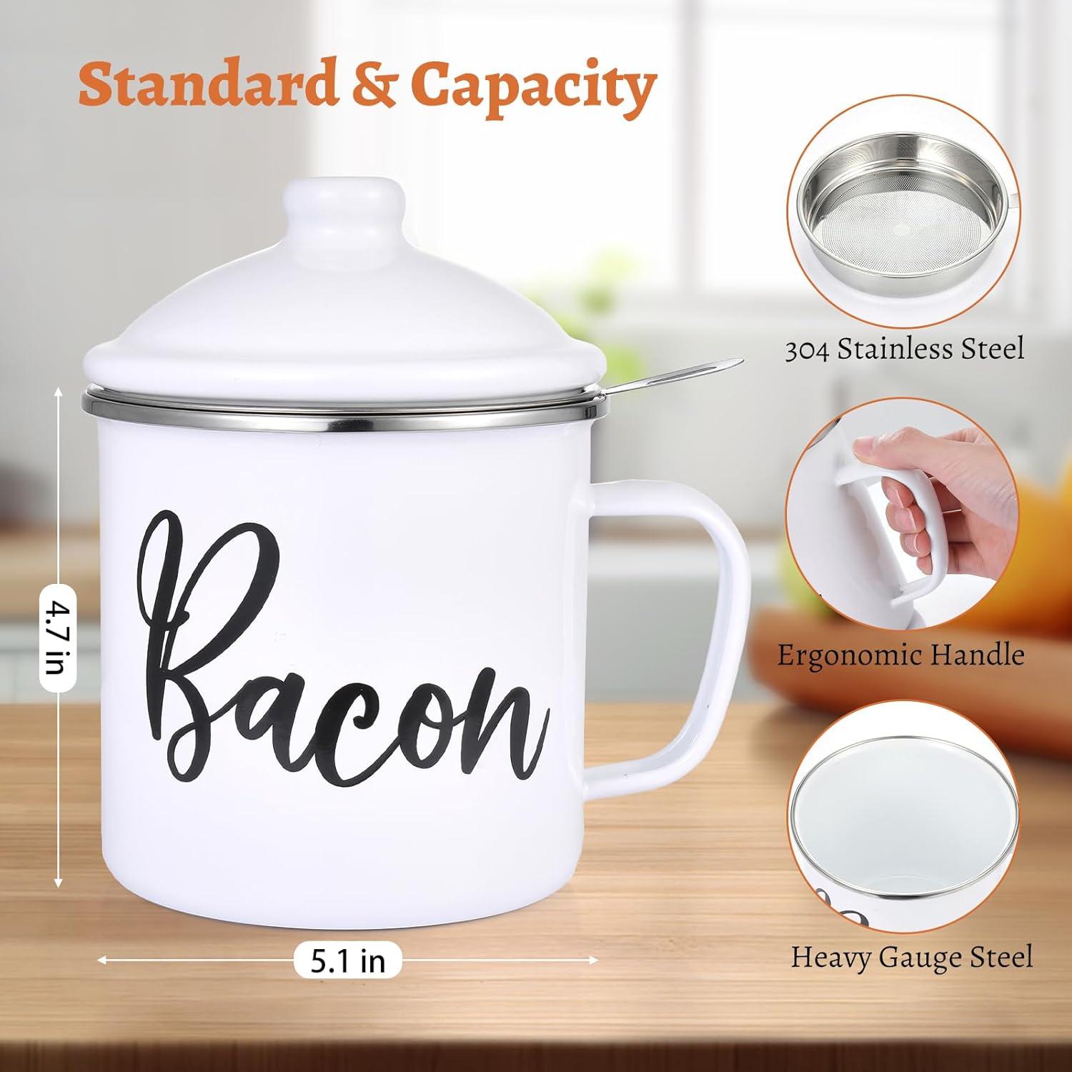 Contenedor de Grasa de Tocino Fondpen 1.36L con Colador y Espátula