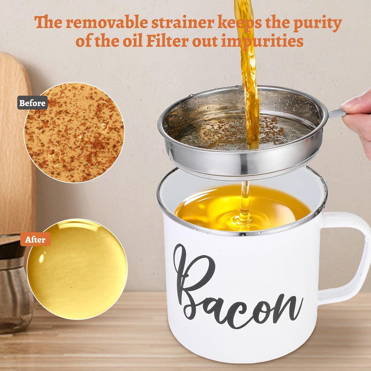 Contenedor de Grasa de Tocino Fondpen 1.36L con Colador y Espátula