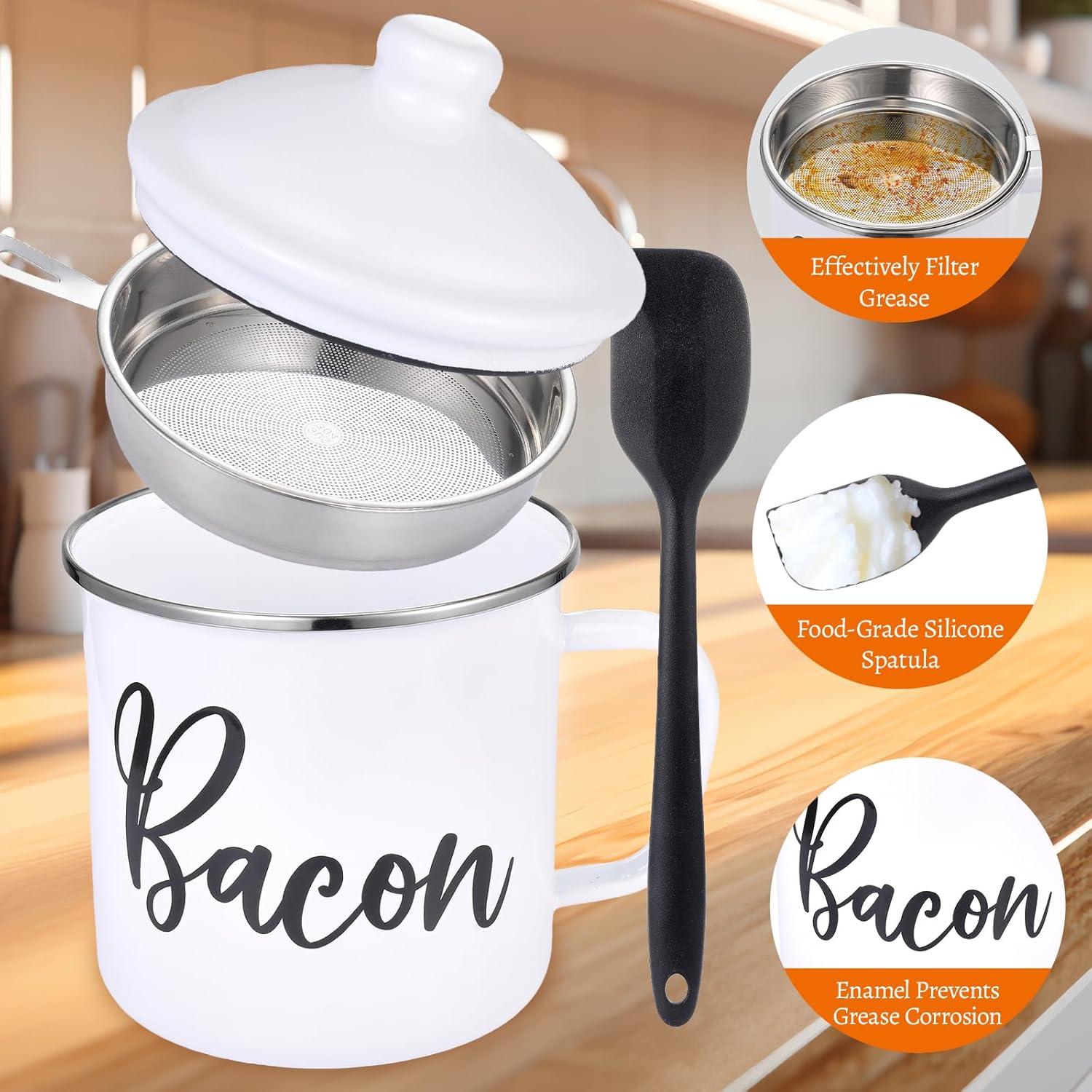 Contenedor de Grasa de Tocino Fondpen 1.36L con Colador y Espátula