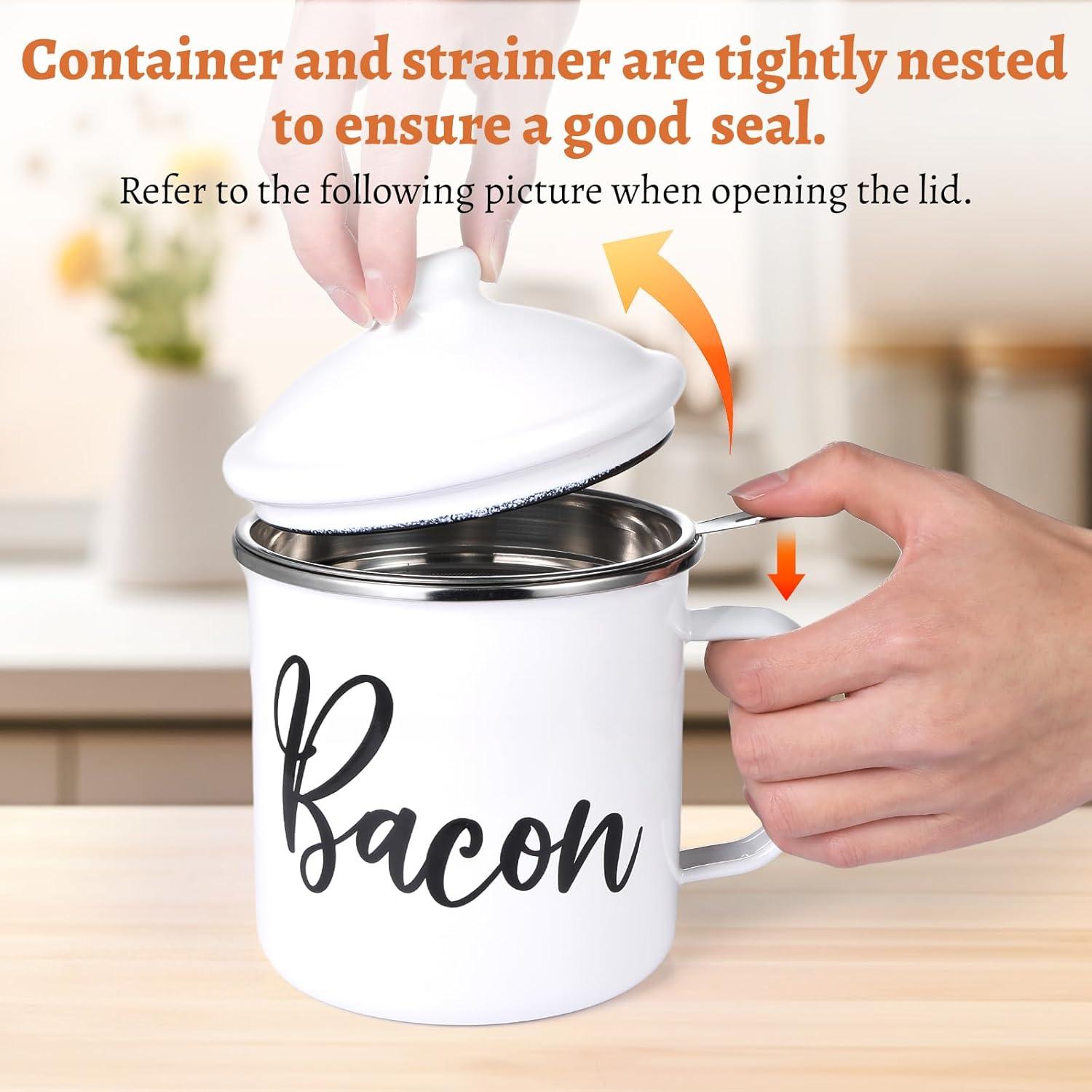 Contenedor de Grasa de Tocino Fondpen 1.36L con Colador y Espátula