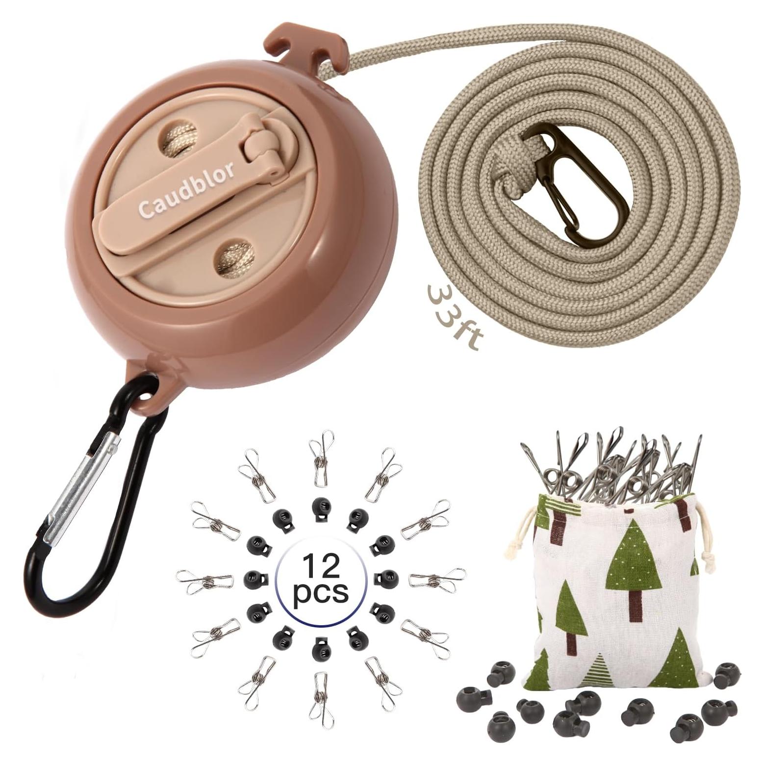 Cuerda de Tendedero Portátil Caudblor 10m Ajustable Nylon