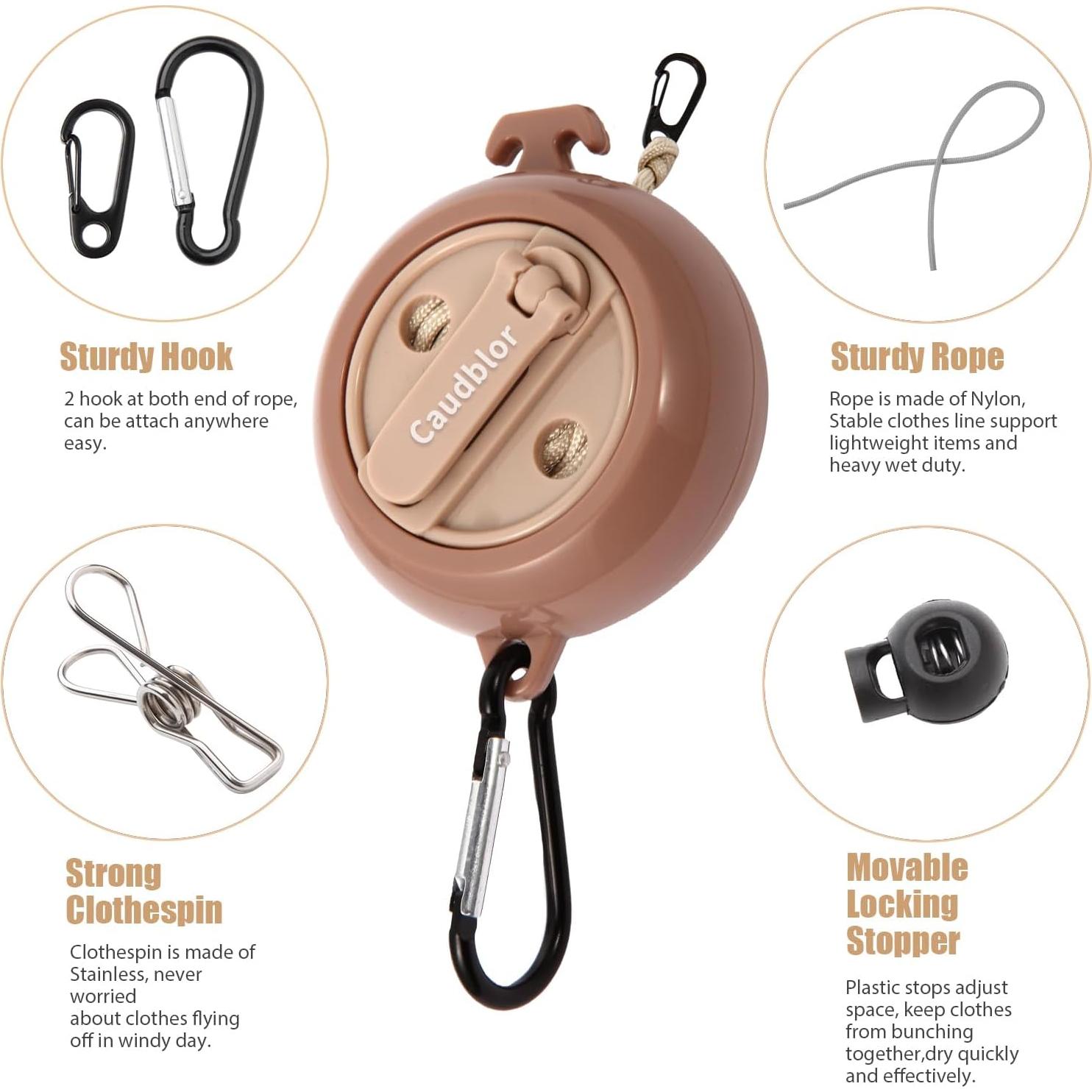 Cuerda de Tendedero Portátil Caudblor 10m Ajustable Nylon