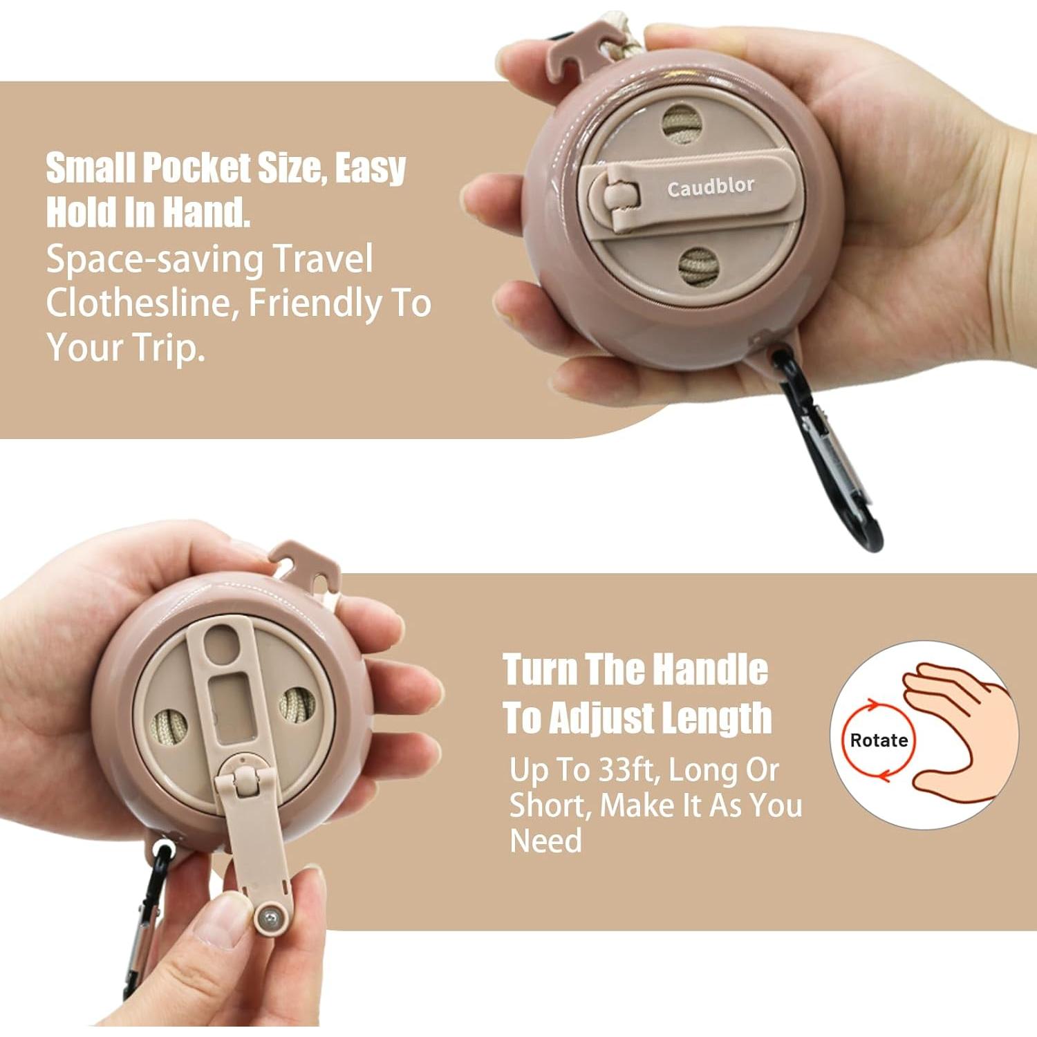 Cuerda de Tendedero Portátil Caudblor 10m Ajustable Nylon