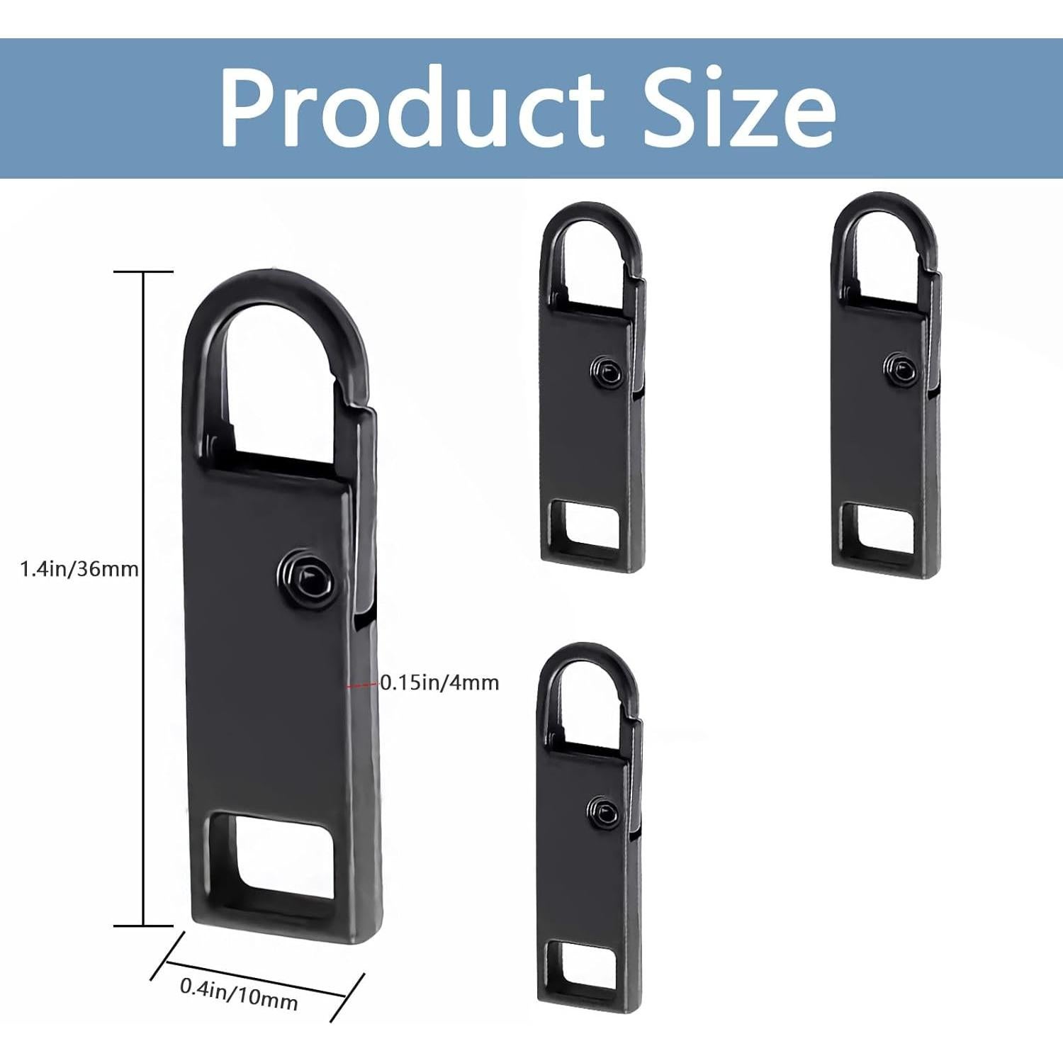 Tiradores de Cremallera Deoward Metal 6 PCS Reemplazo Negro