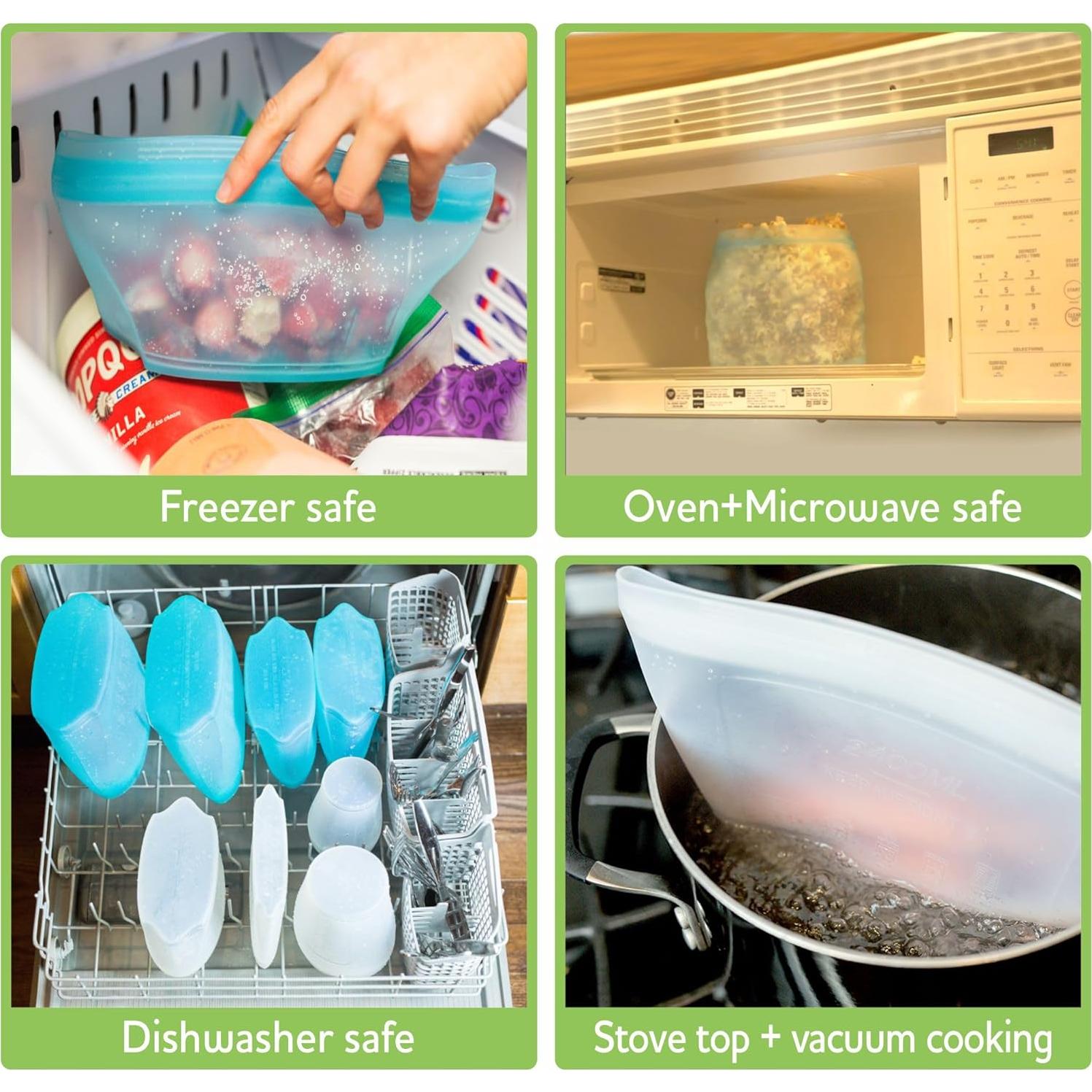 Set de 6 Bolsas de Almacenamiento de Silicona ZIP STANDING