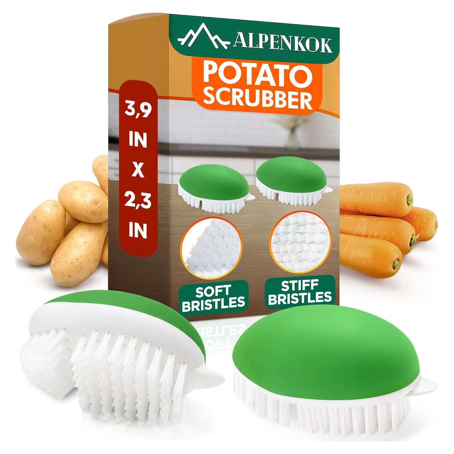 2 Pcs Cepillos de Fregar Vegetales ALPENKOK Ergonómicos