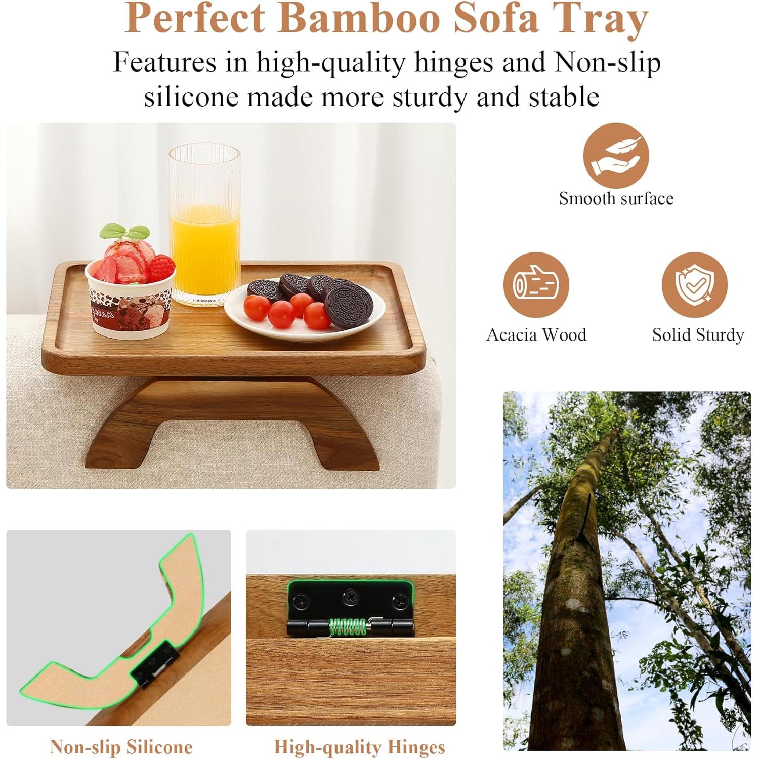 Mesa de brazo de sofá SINWANT de madera de acacia 35x25 cm