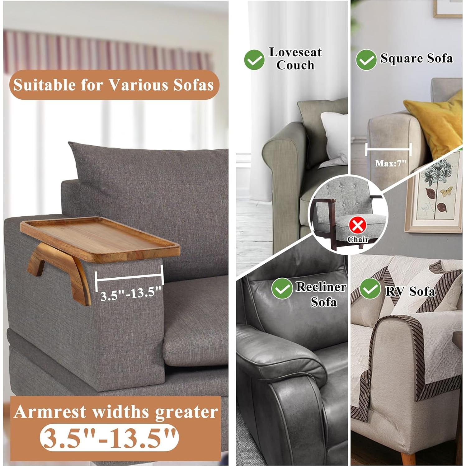 Mesa de brazo de sofá SINWANT de madera de acacia 35x25 cm