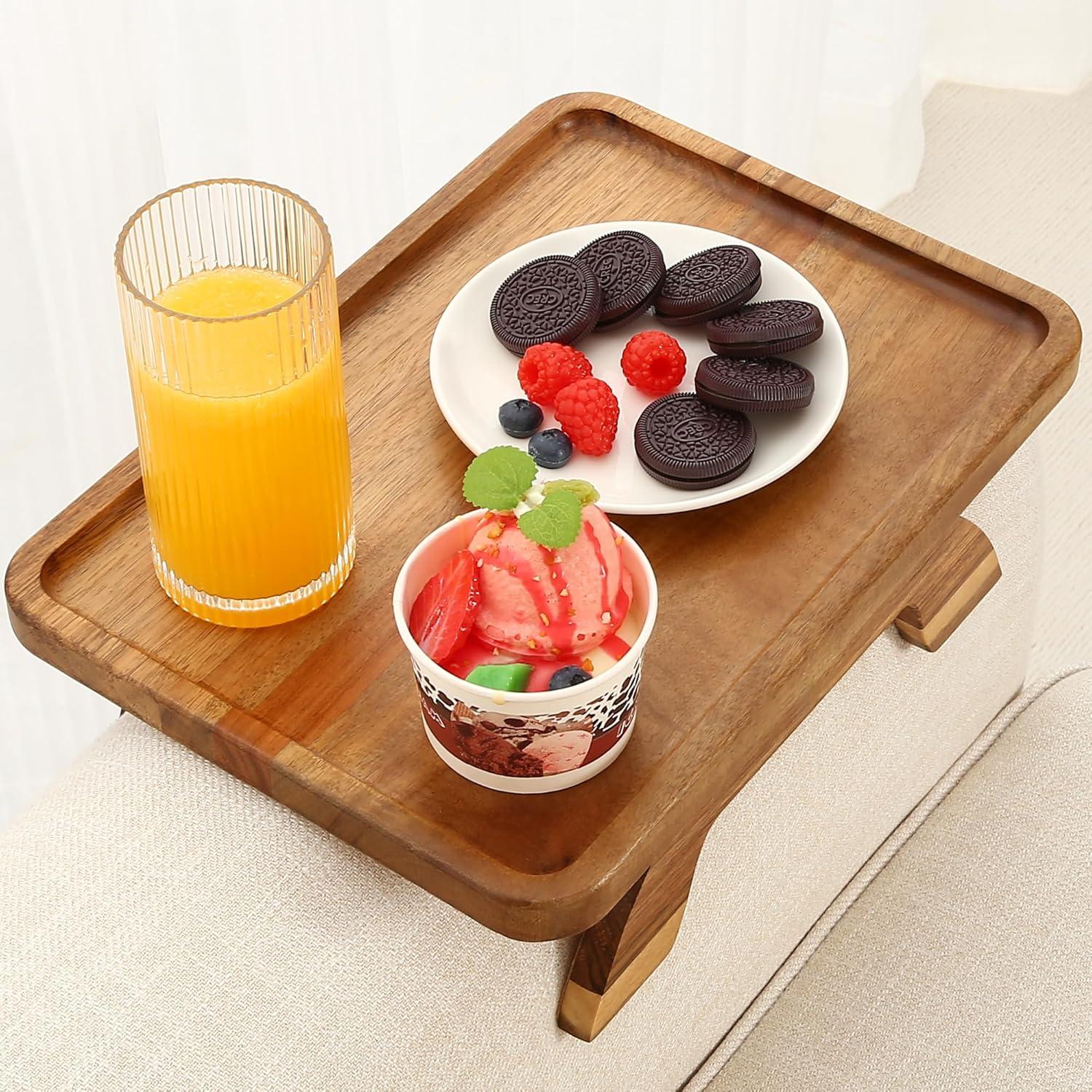 Mesa de brazo de sofá SINWANT de madera de acacia 35x25 cm