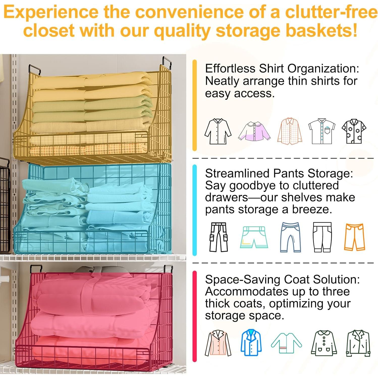 Cestas apilables de alambre Lyuwanxian - 4 unidades negras