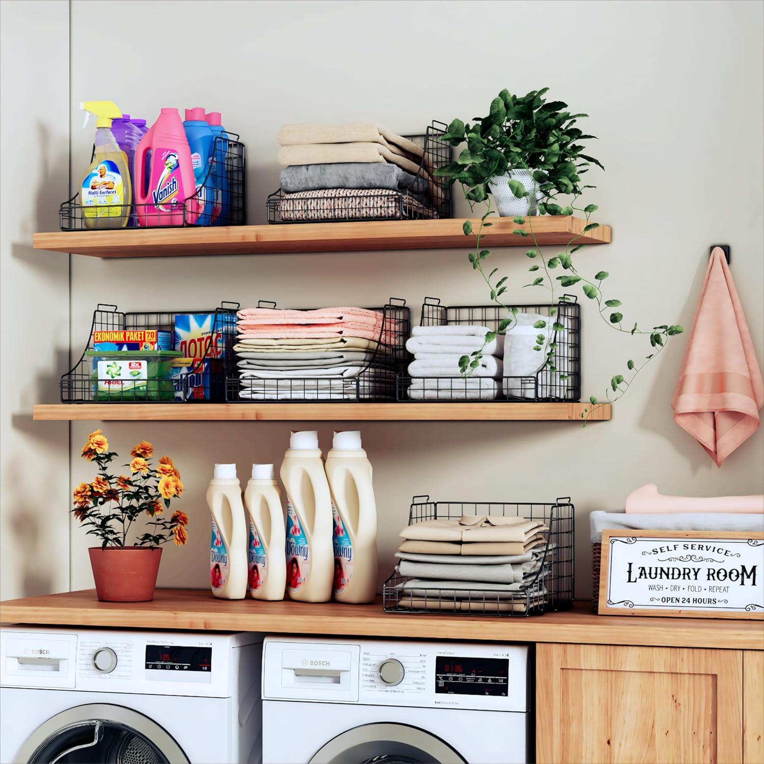 Cestas apilables de alambre Lyuwanxian - 4 unidades negras