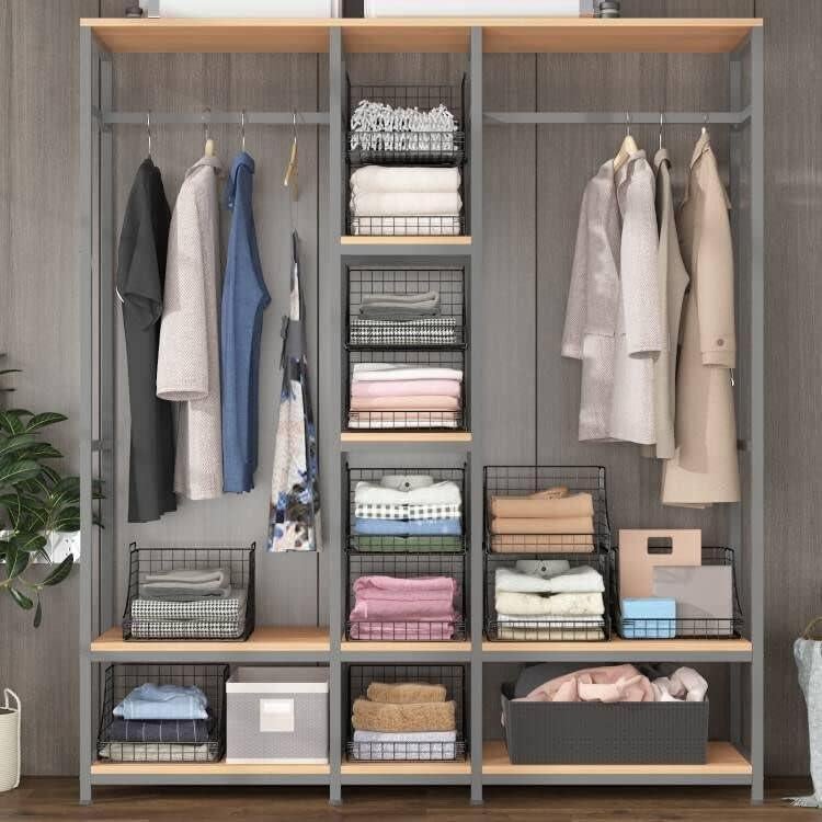 Cestas apilables de alambre Lyuwanxian - 4 unidades negras