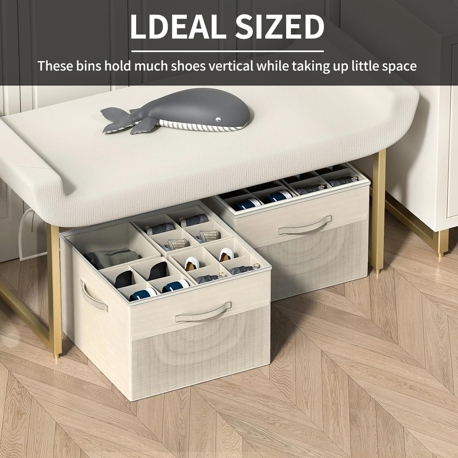 Organizador de Zapatos Aokeyee Beige - 2 Cajas Plegables con Divisores