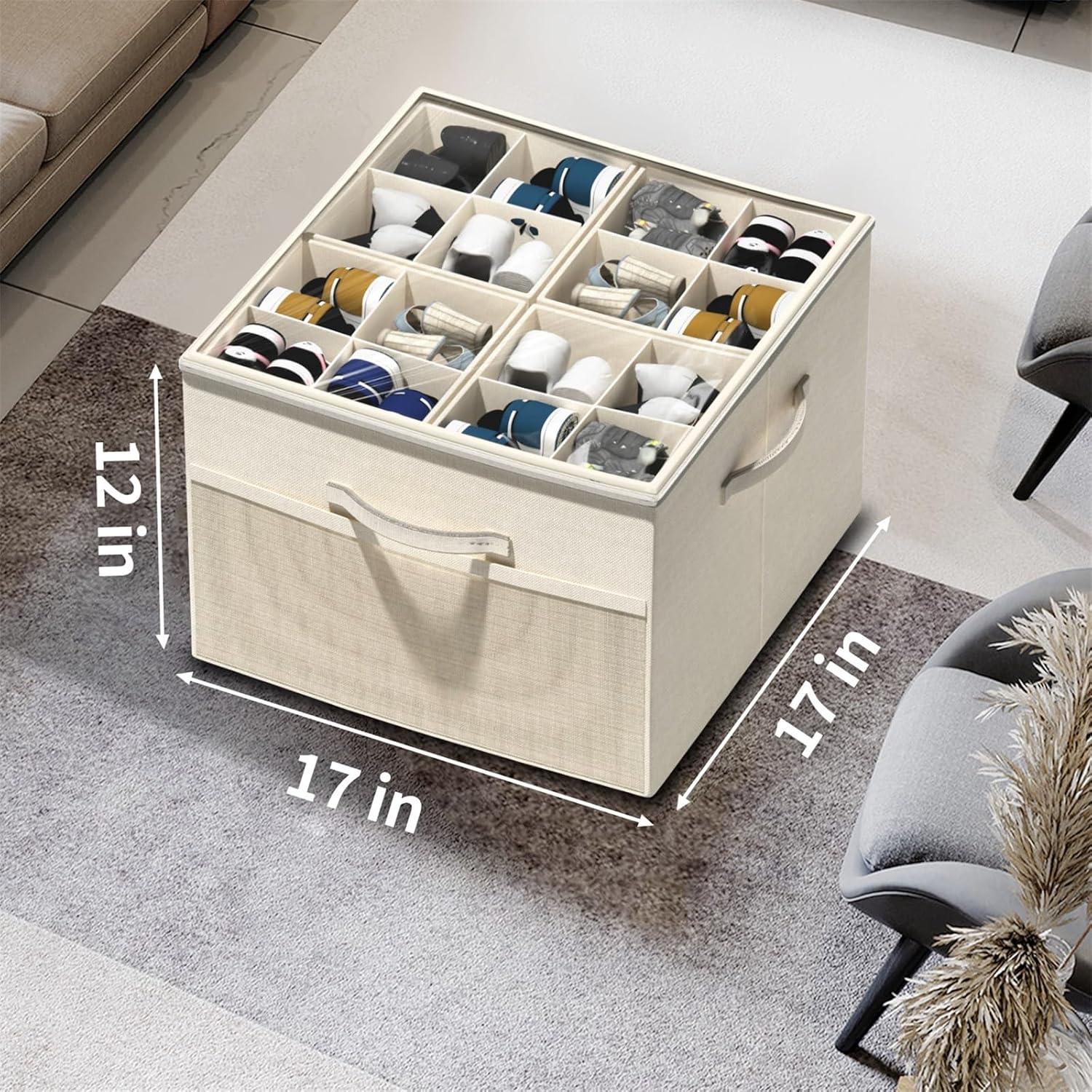 Organizador de Zapatos Aokeyee Beige - 2 Cajas Plegables con Divisores