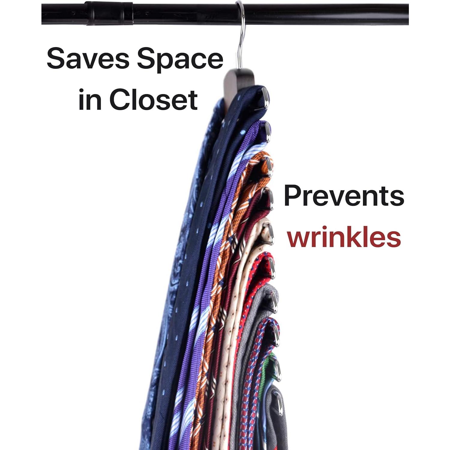 Percha Premium Umo Lorenzo de Madera para Corbatas y Cinturones