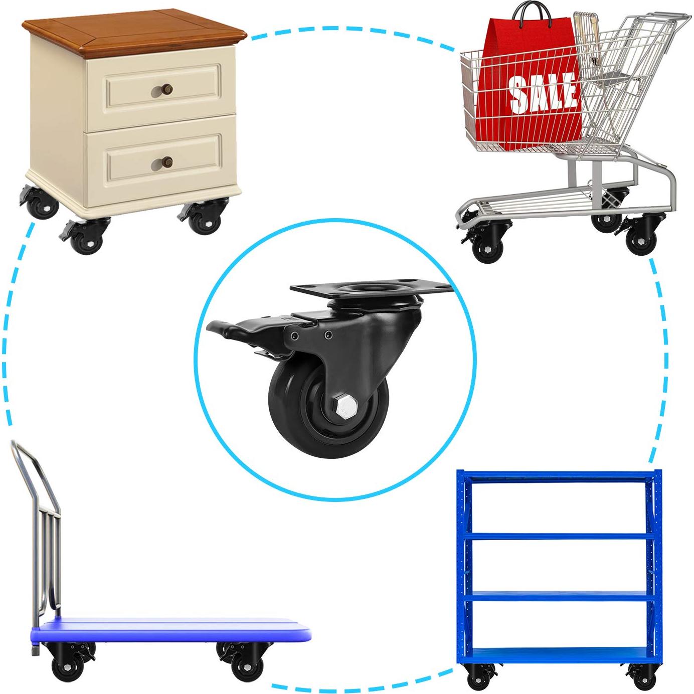 Juego de 4 Ruedas 7cm PRITEK con Freno de Seguridad