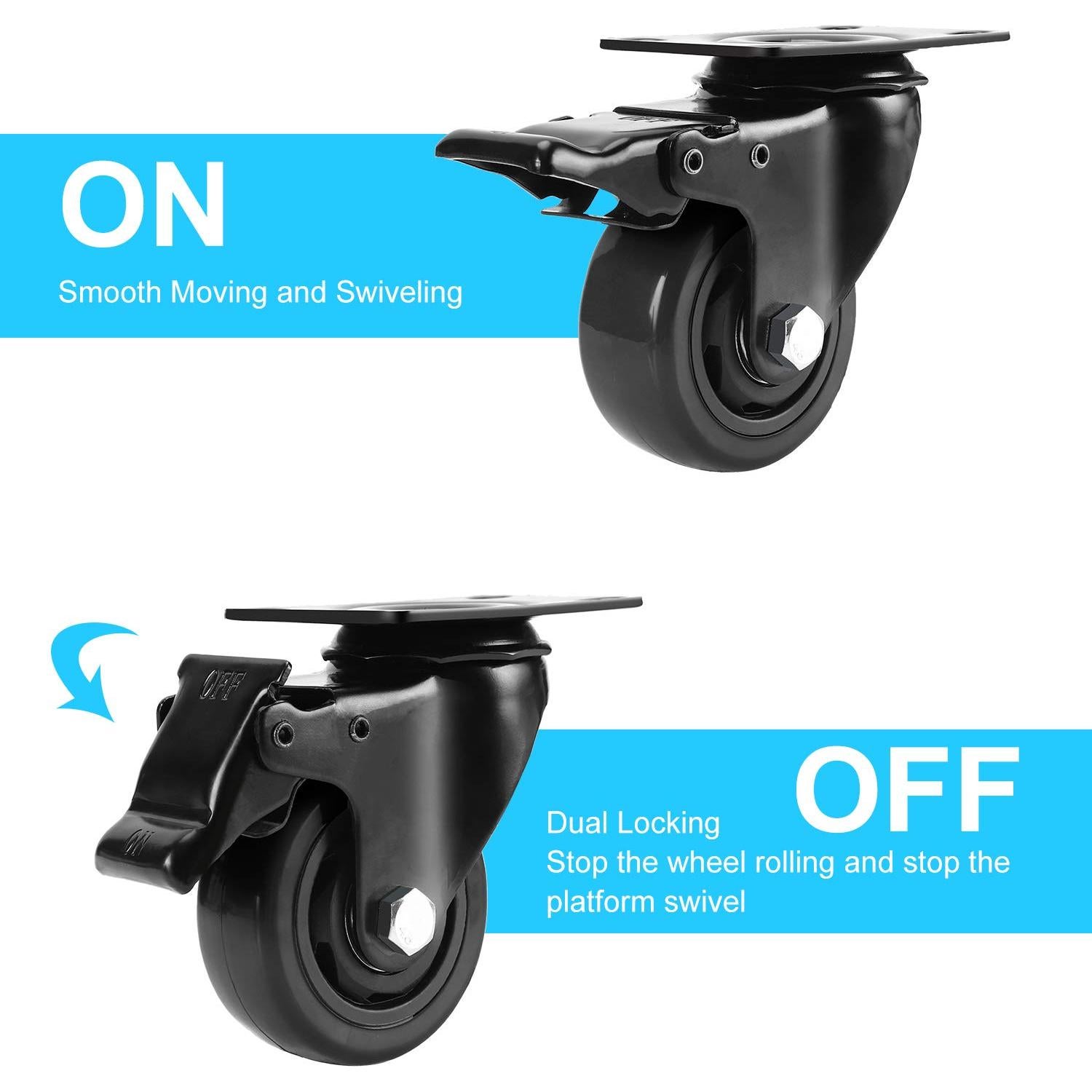 Juego de 4 Ruedas 7cm PRITEK con Freno de Seguridad