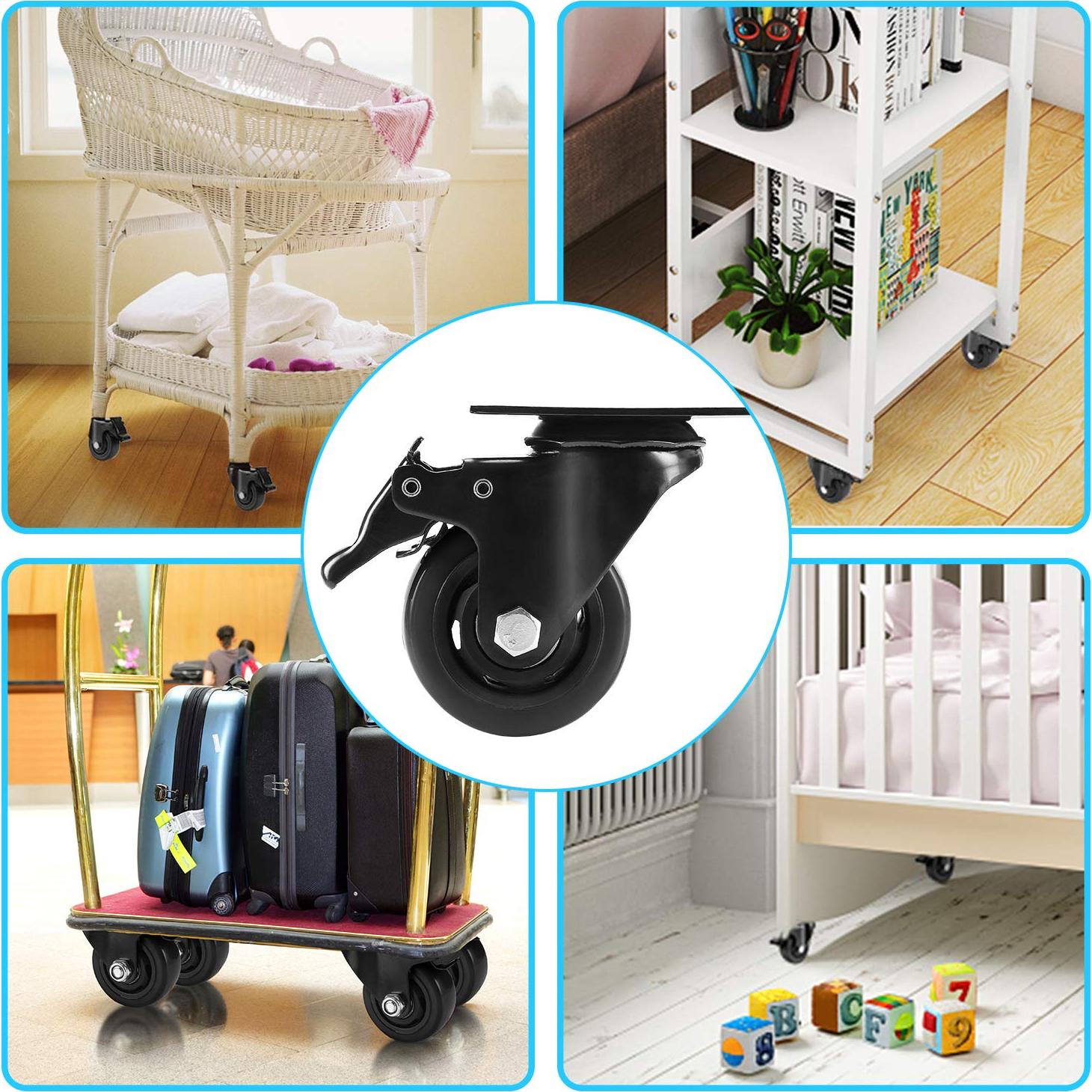 Juego de 4 Ruedas 7cm PRITEK con Freno de Seguridad