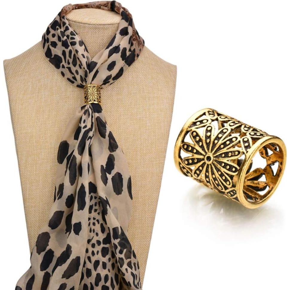 Joyci 3 Hebillas de Bufanda para Mujeres Metal Dorado Vintage