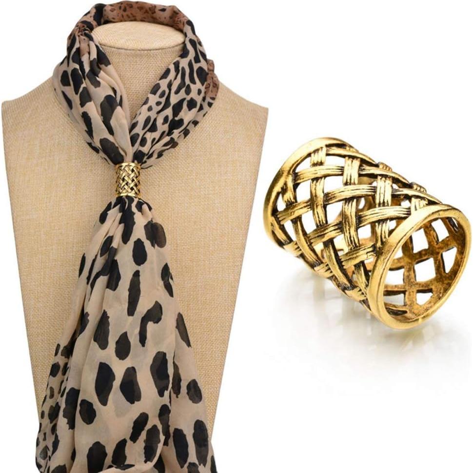 Joyci 3 Hebillas de Bufanda para Mujeres Metal Dorado Vintage