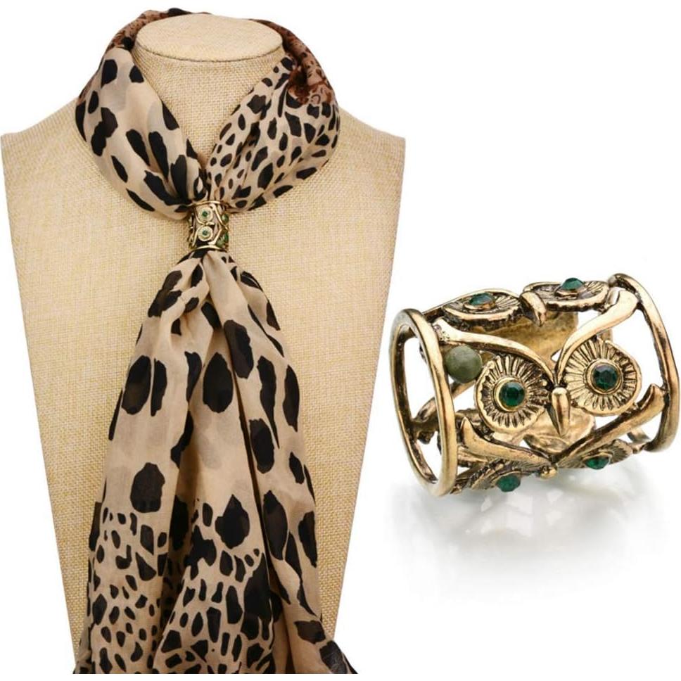 Joyci 3 Hebillas de Bufanda para Mujeres Metal Dorado Vintage