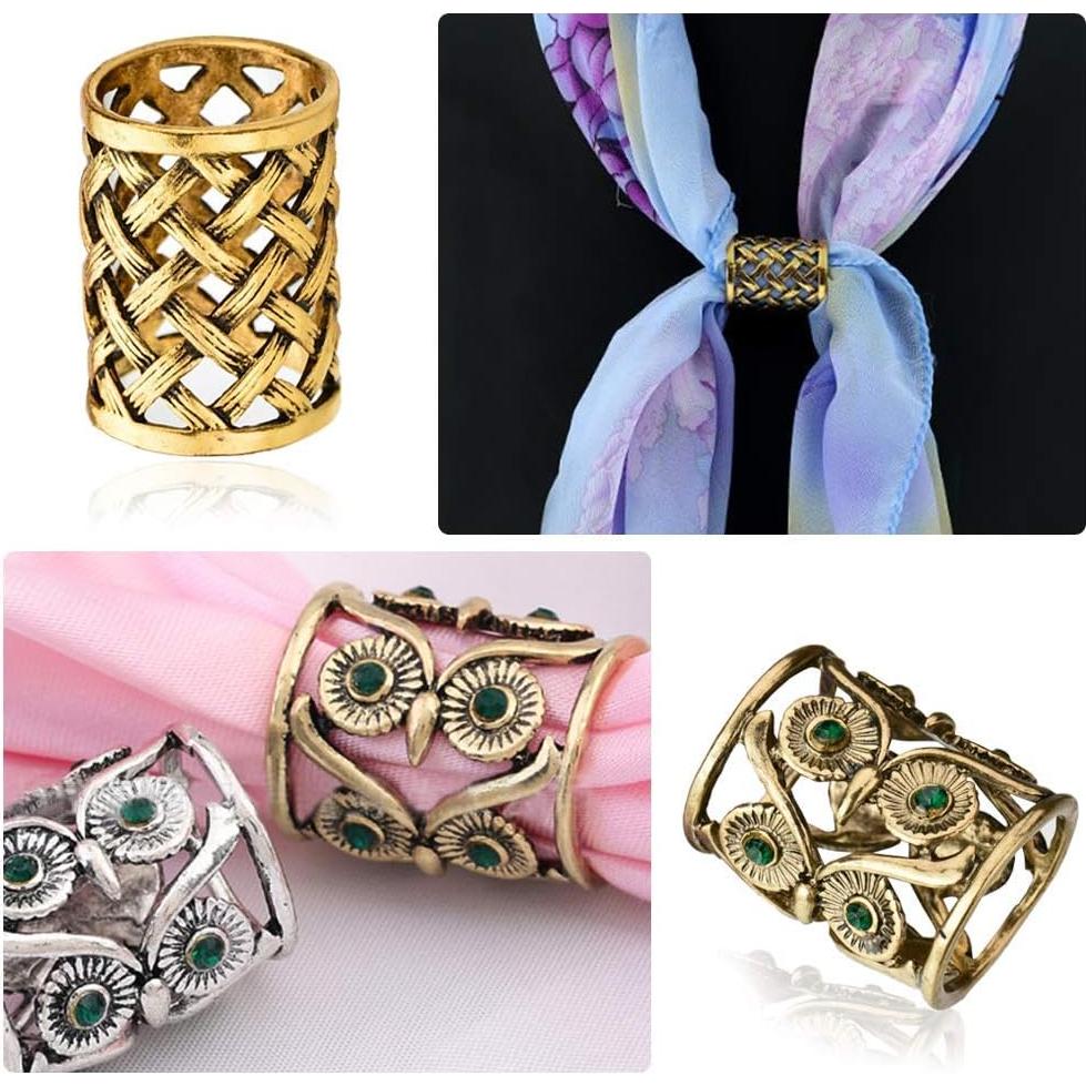 Joyci 3 Hebillas de Bufanda para Mujeres Metal Dorado Vintage
