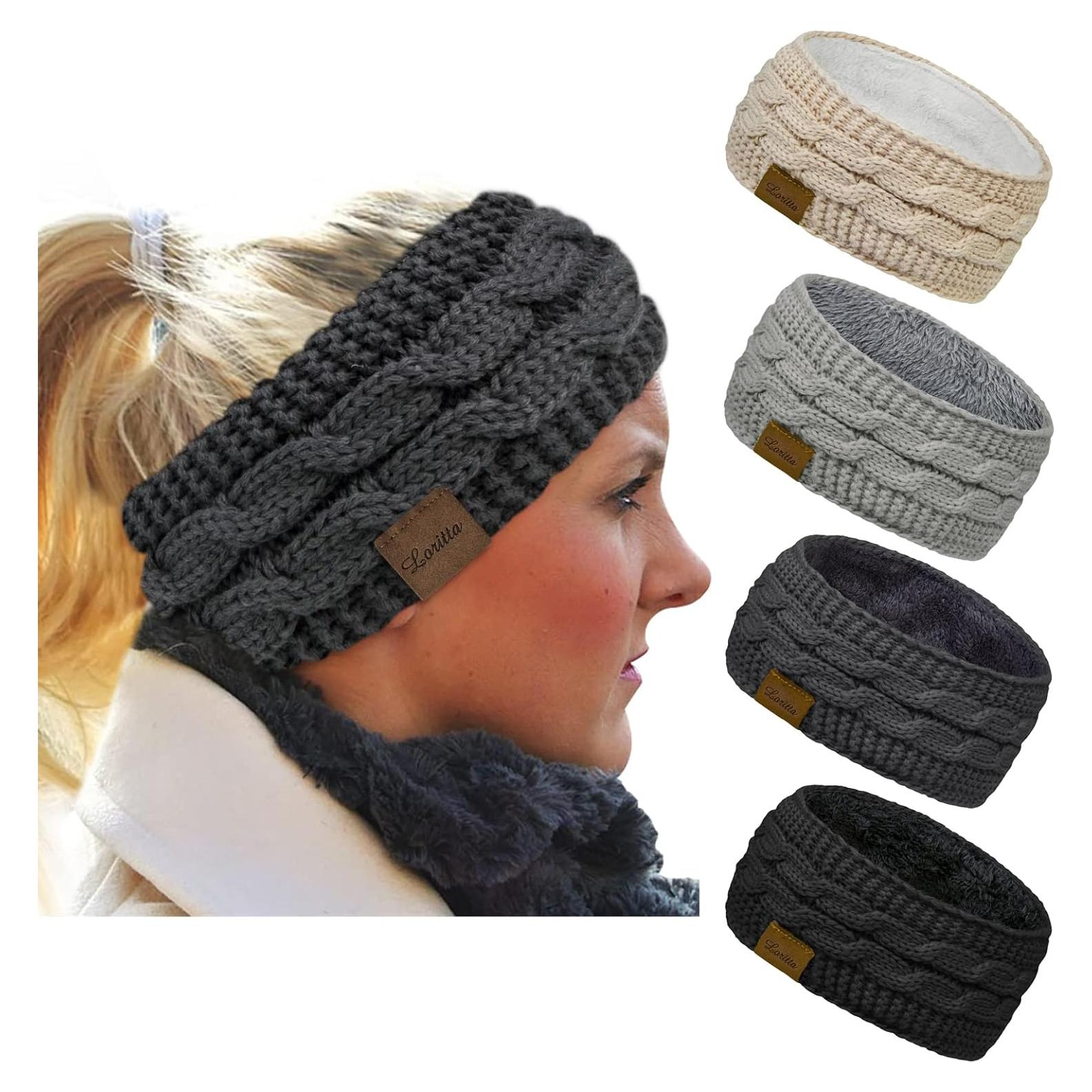 Diademas de Invierno Loritta 4 Pack Fleece Suave para Mujeres