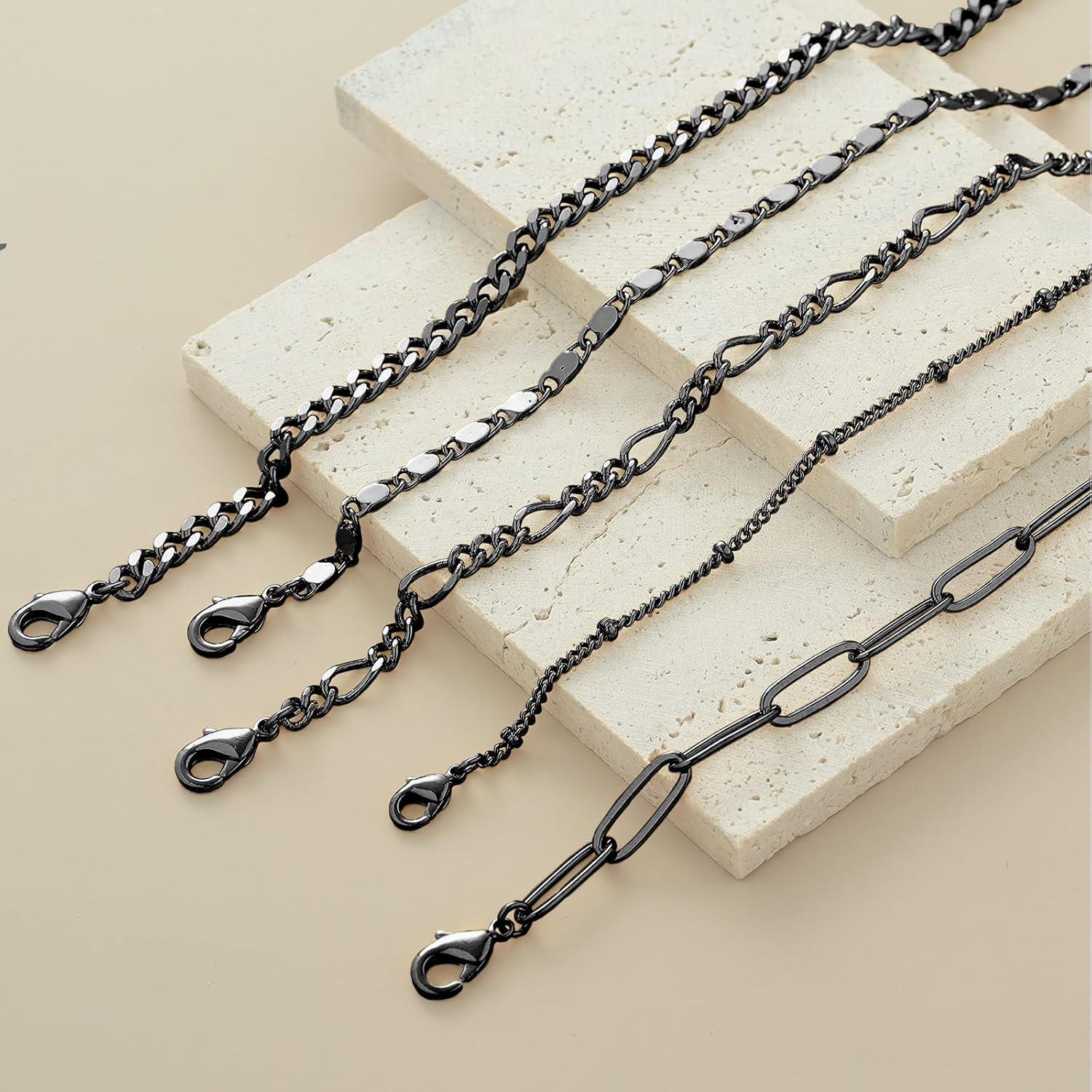 Juego de Pulseras de Tobillo de Oro 14K para Mujeres - 5 Piezas Ajustables