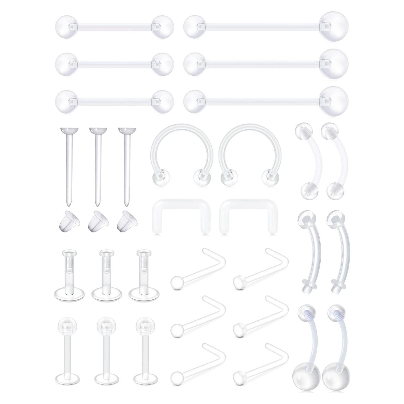 Conjunto de Retenedores Transparentes MODRSA 31 Piezas para Piercing