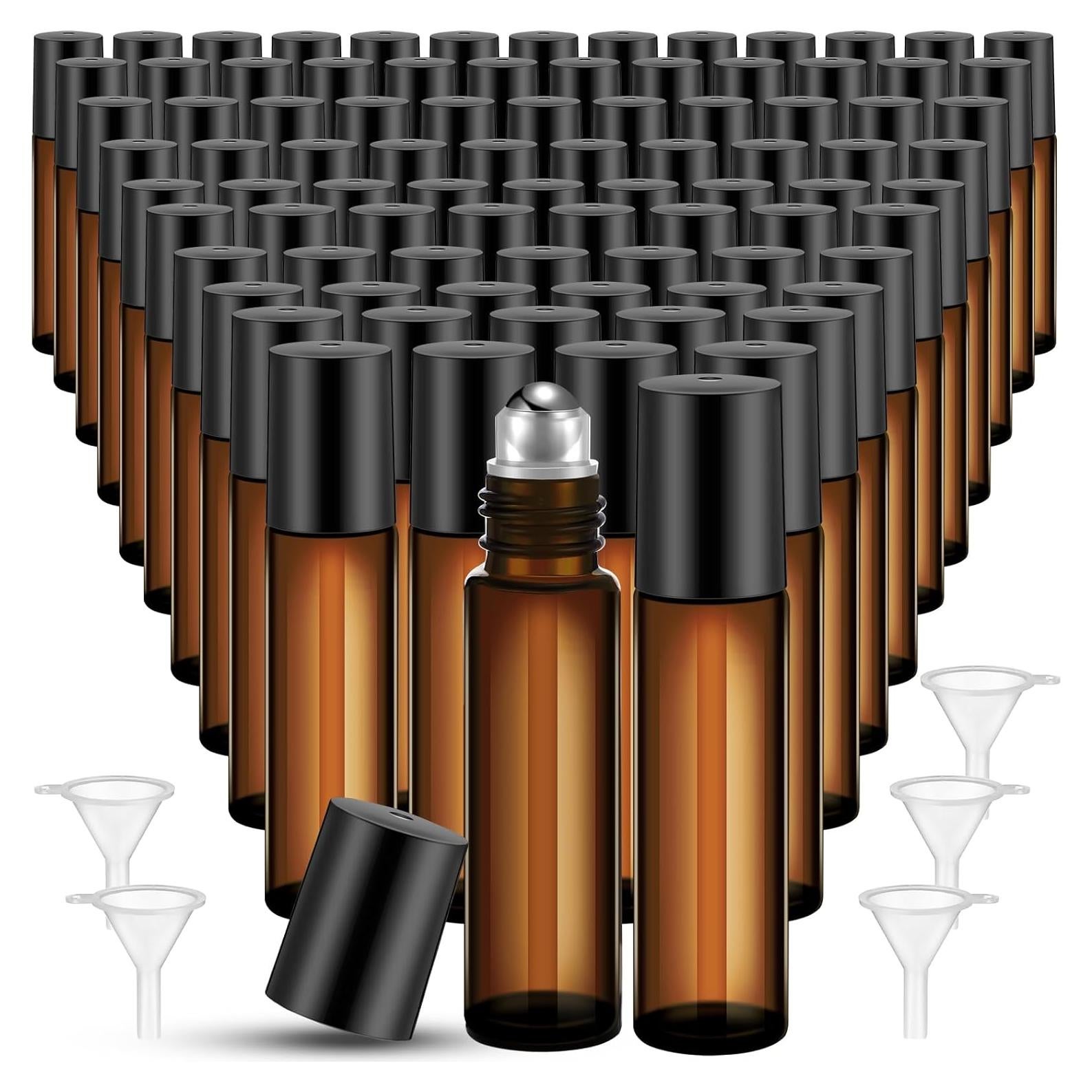 Sumind 150 Botellas Roller 10ml Vidrio Ámbar A Prueba de Fugas