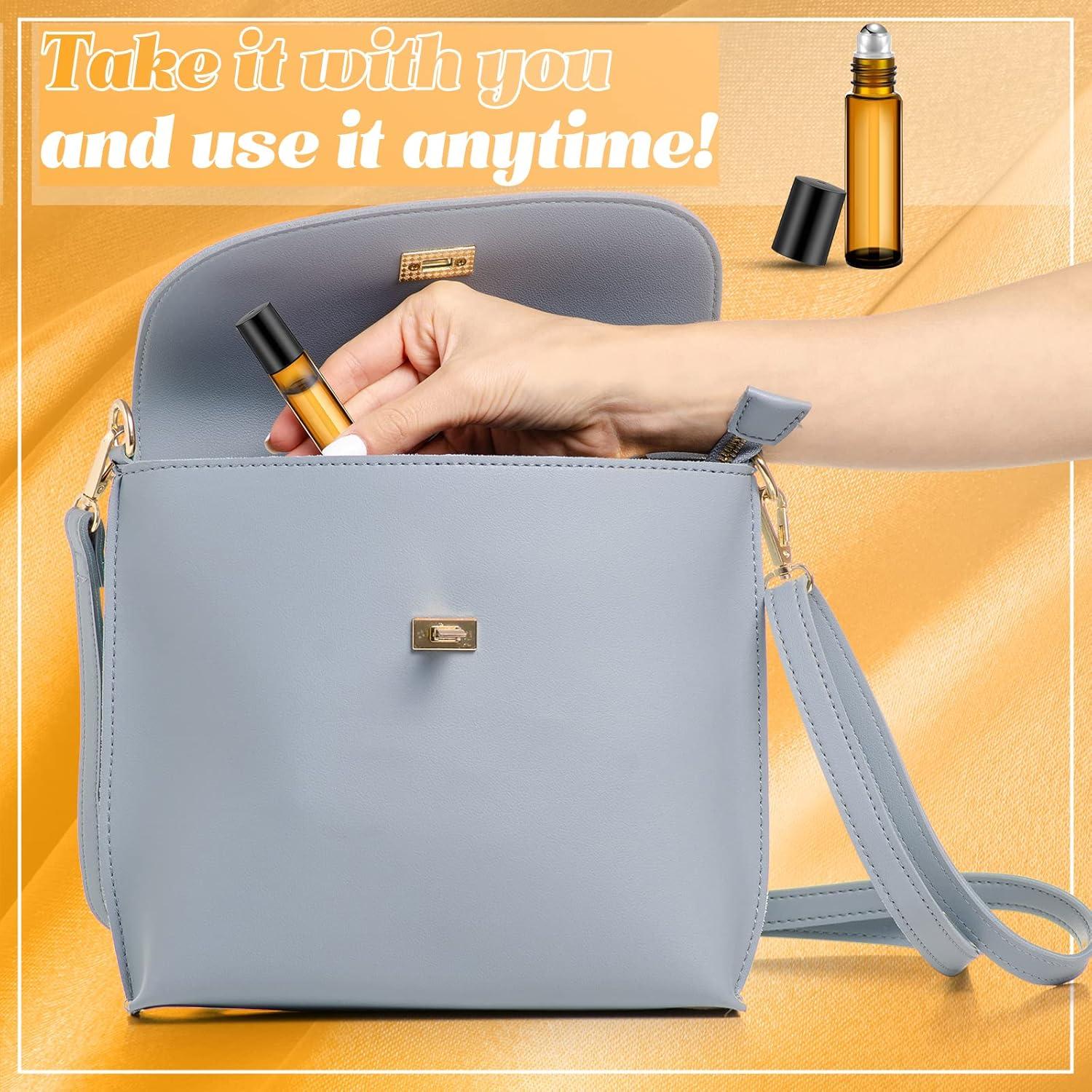 Sumind 150 Botellas Roller 10ml Vidrio Ámbar A Prueba de Fugas