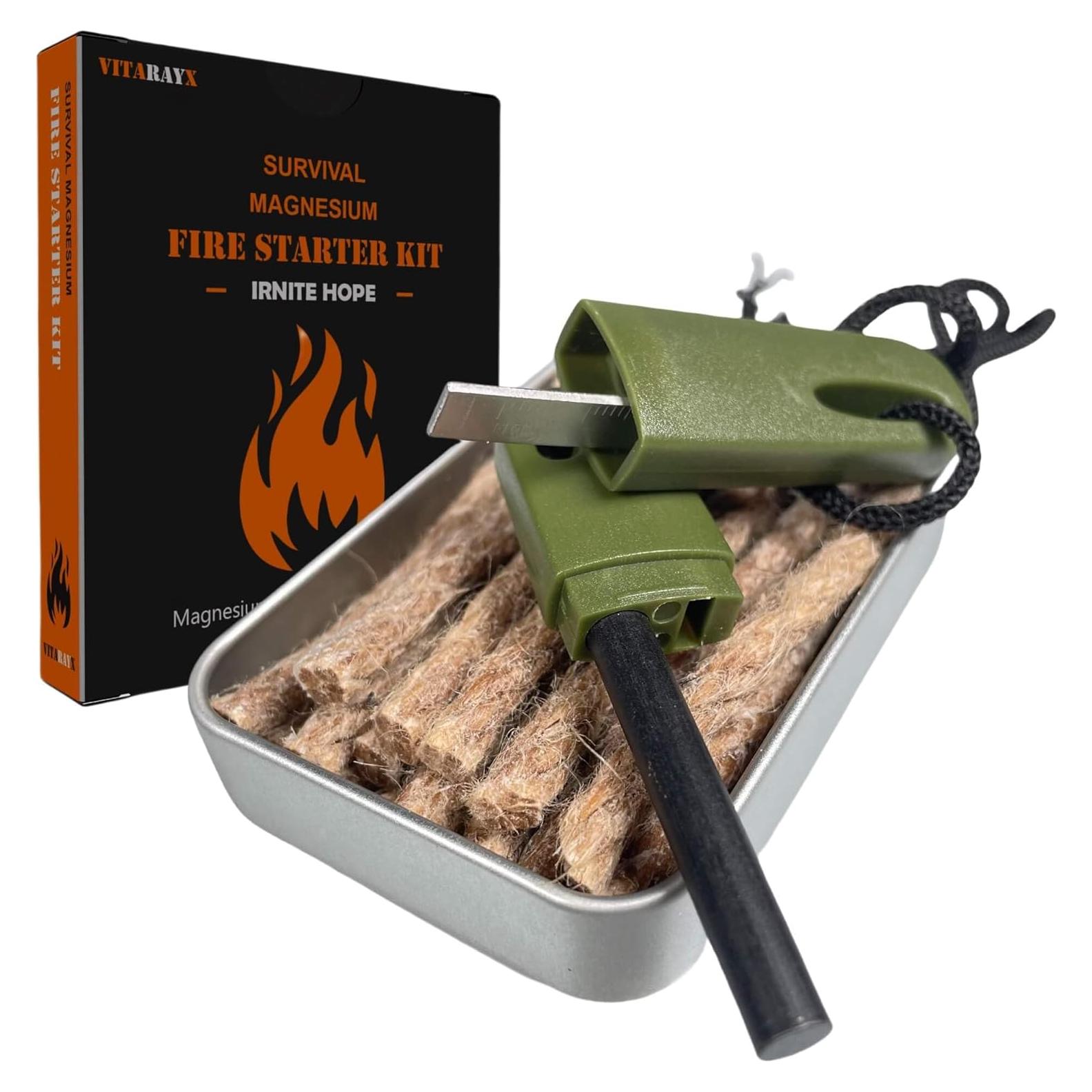 Kit de Encendido de Fuego VitarayX - Varilla de Magnesio y Yesca