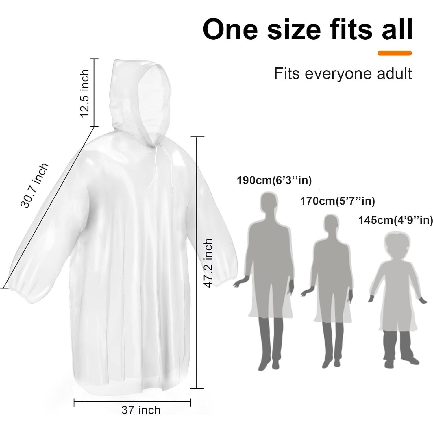 Ponchos Desechables ALBRY para Adultos - Paquete de 3 con Capucha